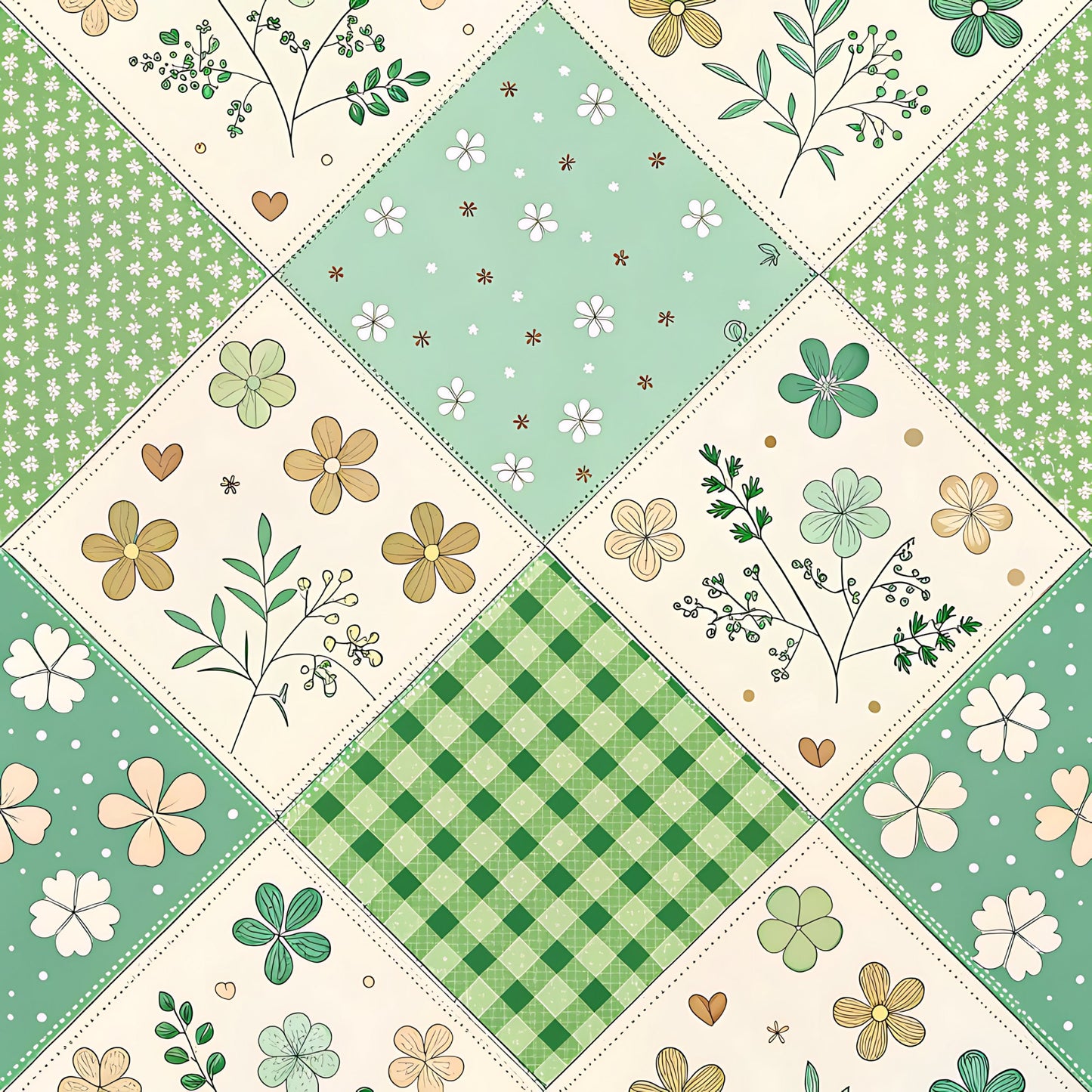 Pastel Spring Floral Patchwork Pattern 17 Quilting Cotton Fabric