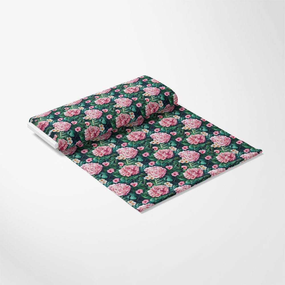 Pink Flowers and Tropical Leaves Pattern 2 Quilting Cotton Fabric