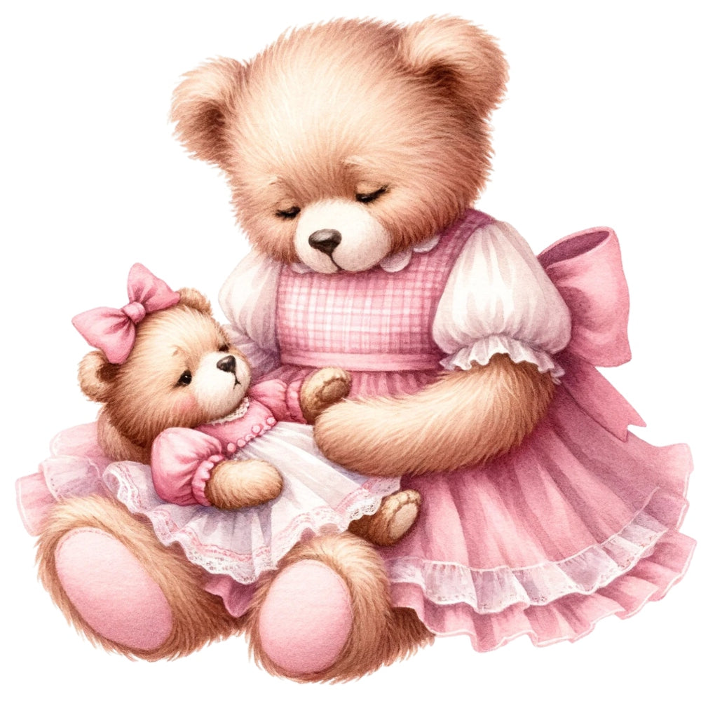Pink Teddy Bears Fabric Panel 13