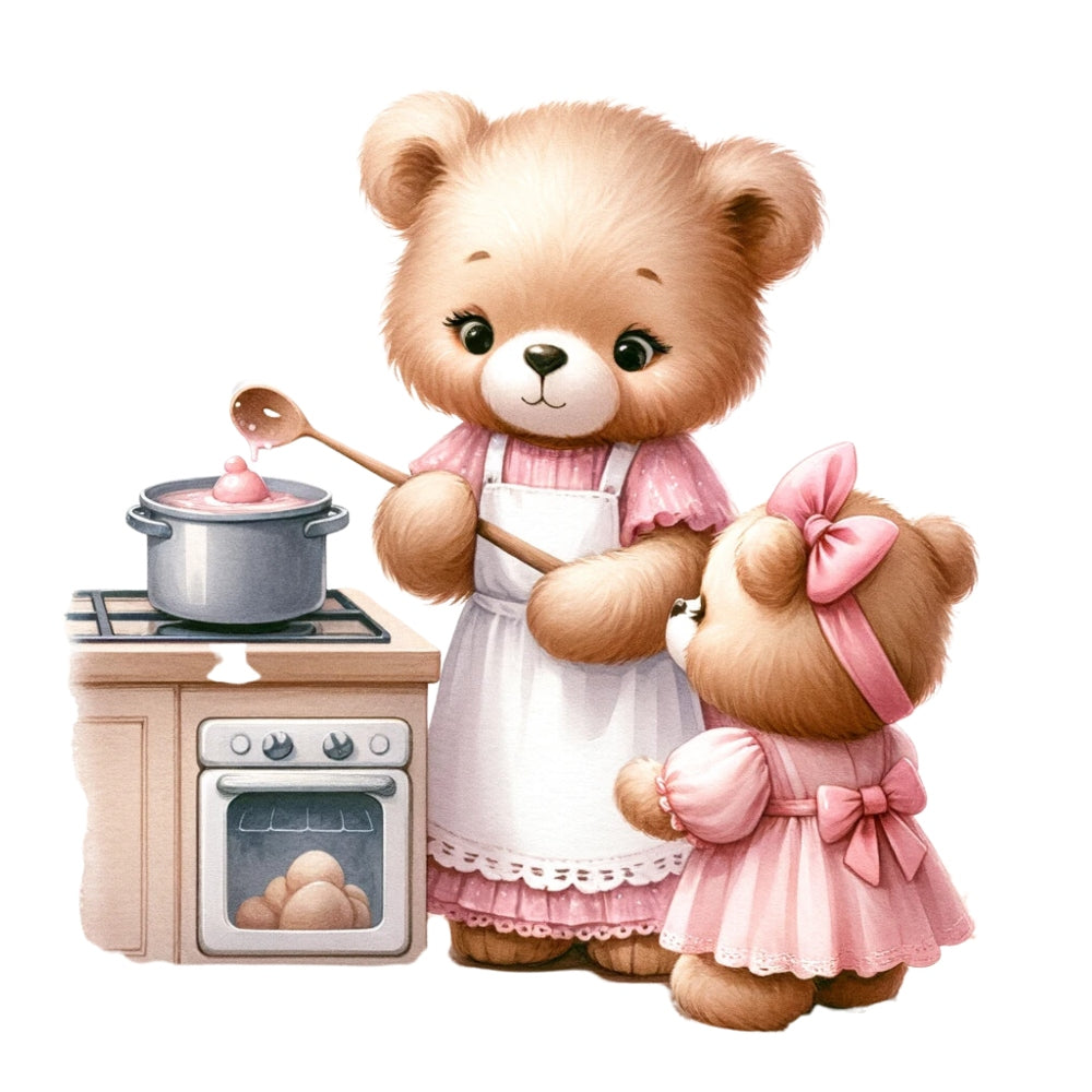 Pink Teddy Bears Fabric Panel 14