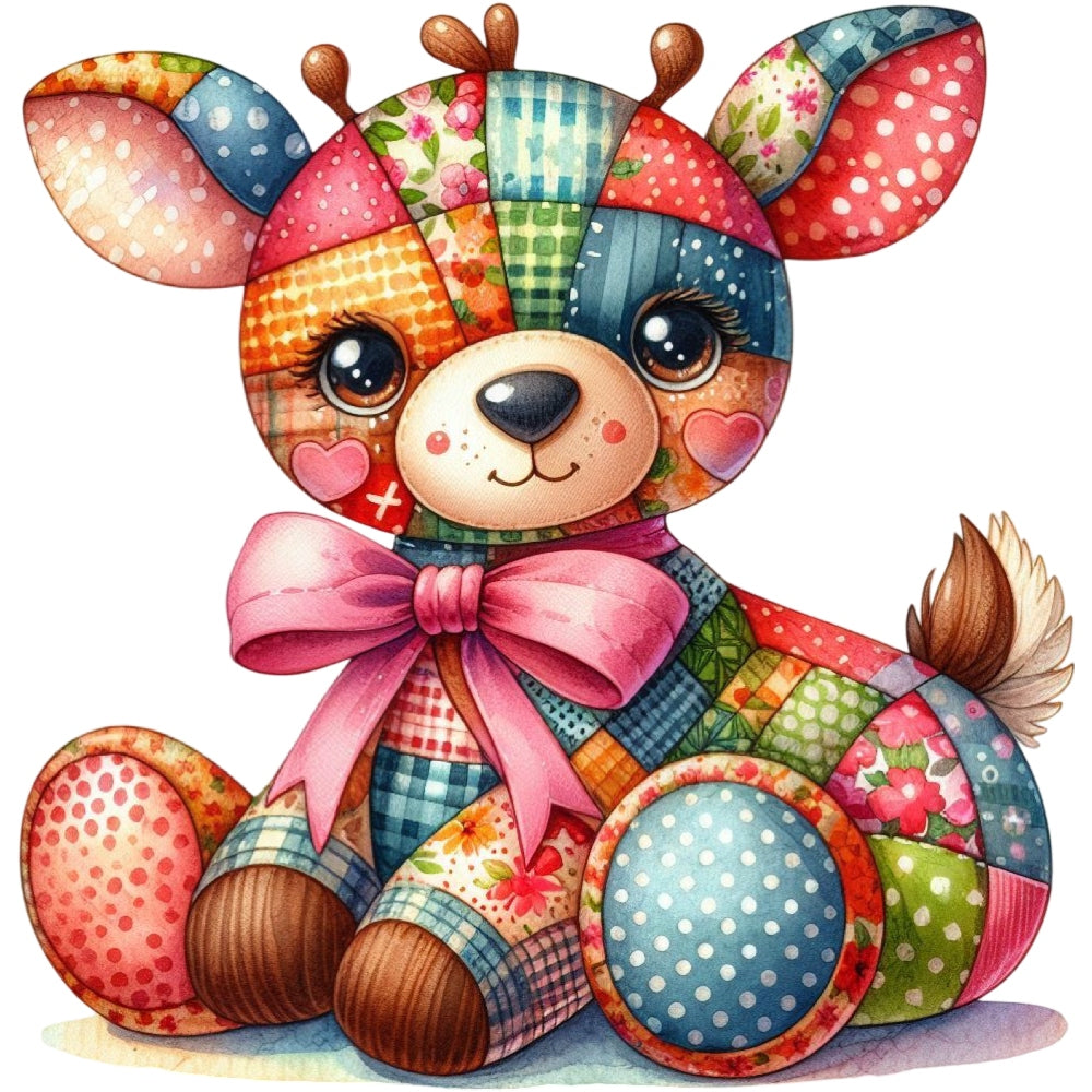 Quilted Toy Animals Fabric Panel 9