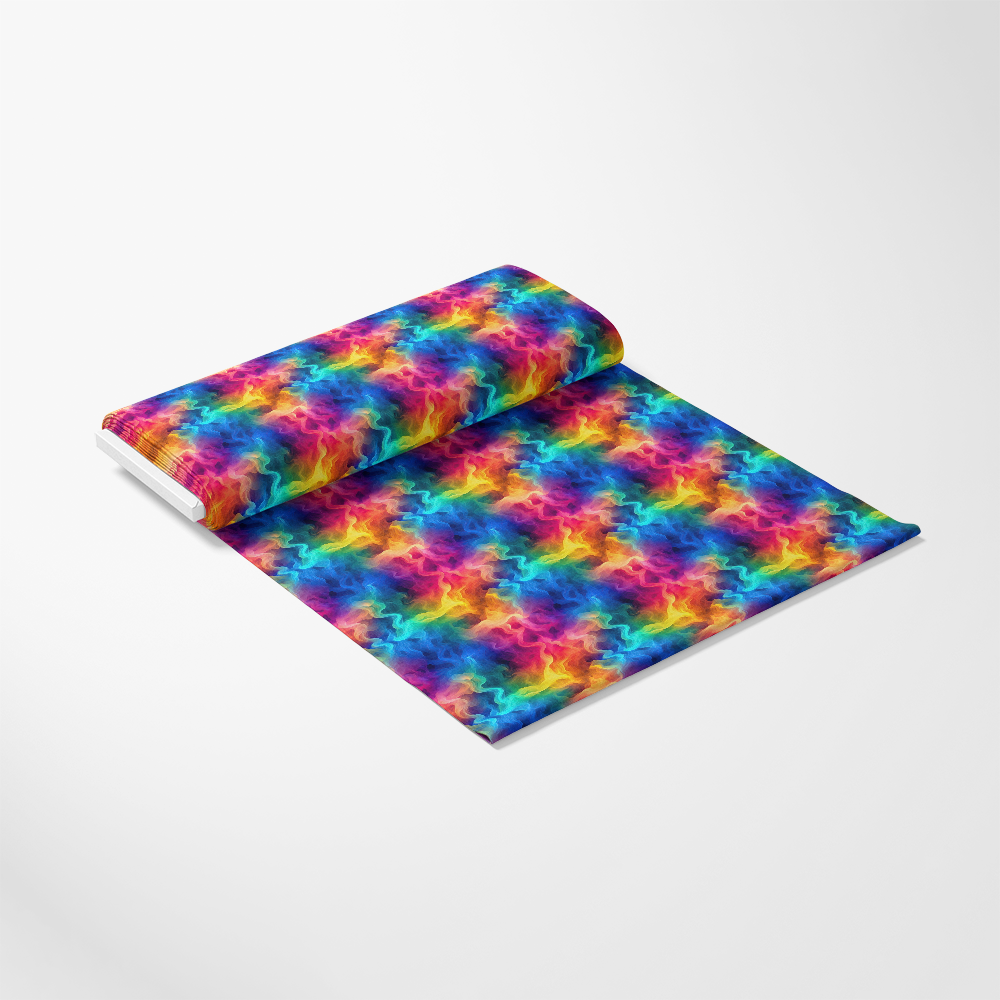 Rainbow Smoke Pattern 9 Quilting Cotton Fabric, vibrant, multicolor, rainbow, smoke effect, swirling, soft texture, cotton, quilting, textile, yardage, handcrafted, premium quality