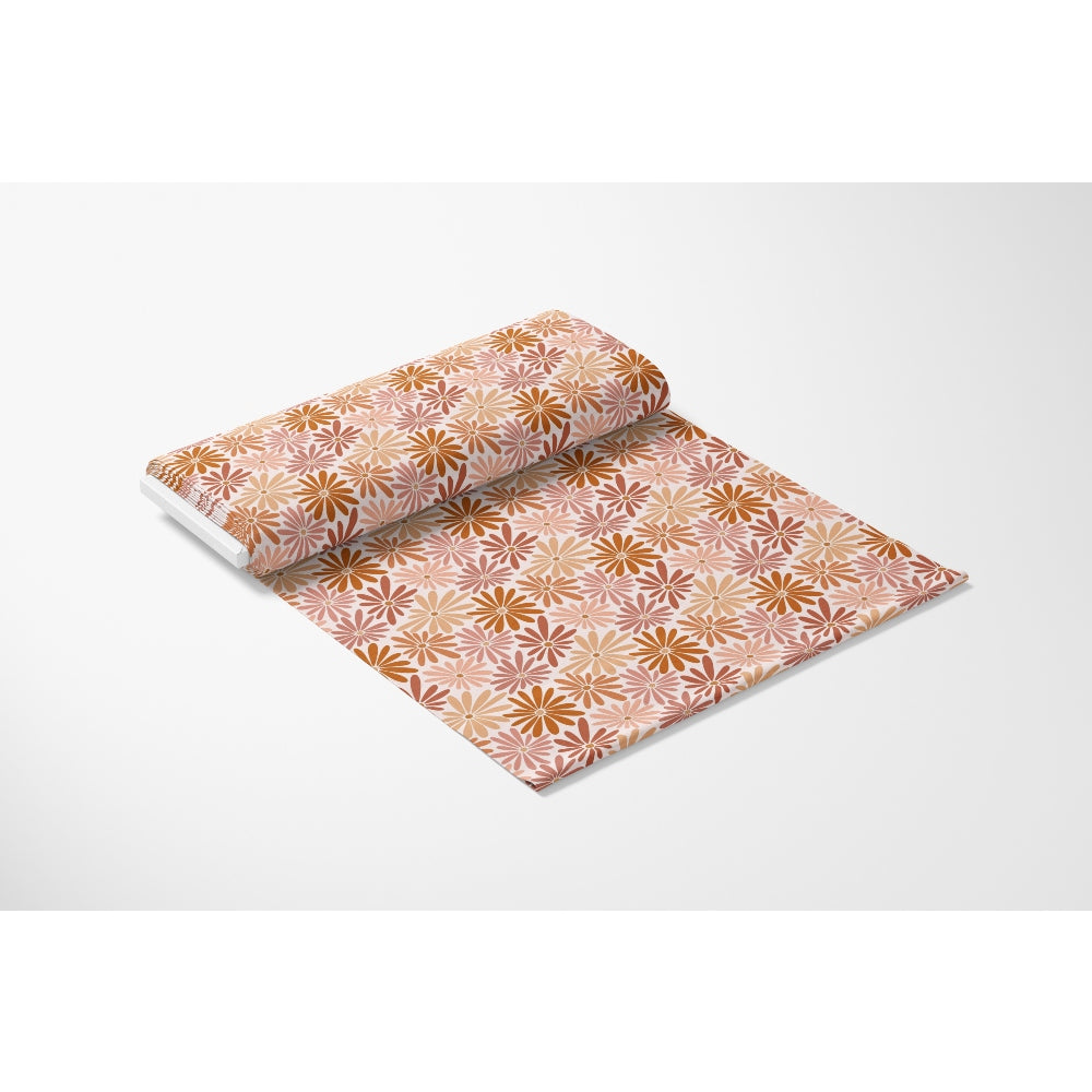 Retro Floral Pattern 4 Quilting Cotton Fabric, rolled fabric, floral design, retro style, orange flowers, beige background, quilting, cotton material, yardage, classic print, soft texture, premium fabric, sewing fabric, crafting material, traditional floral print