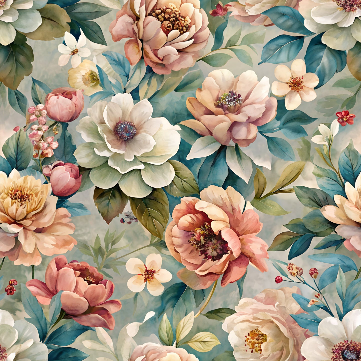 Rich Painted Blooms Pattern 10 Quilting Cotton Fabric