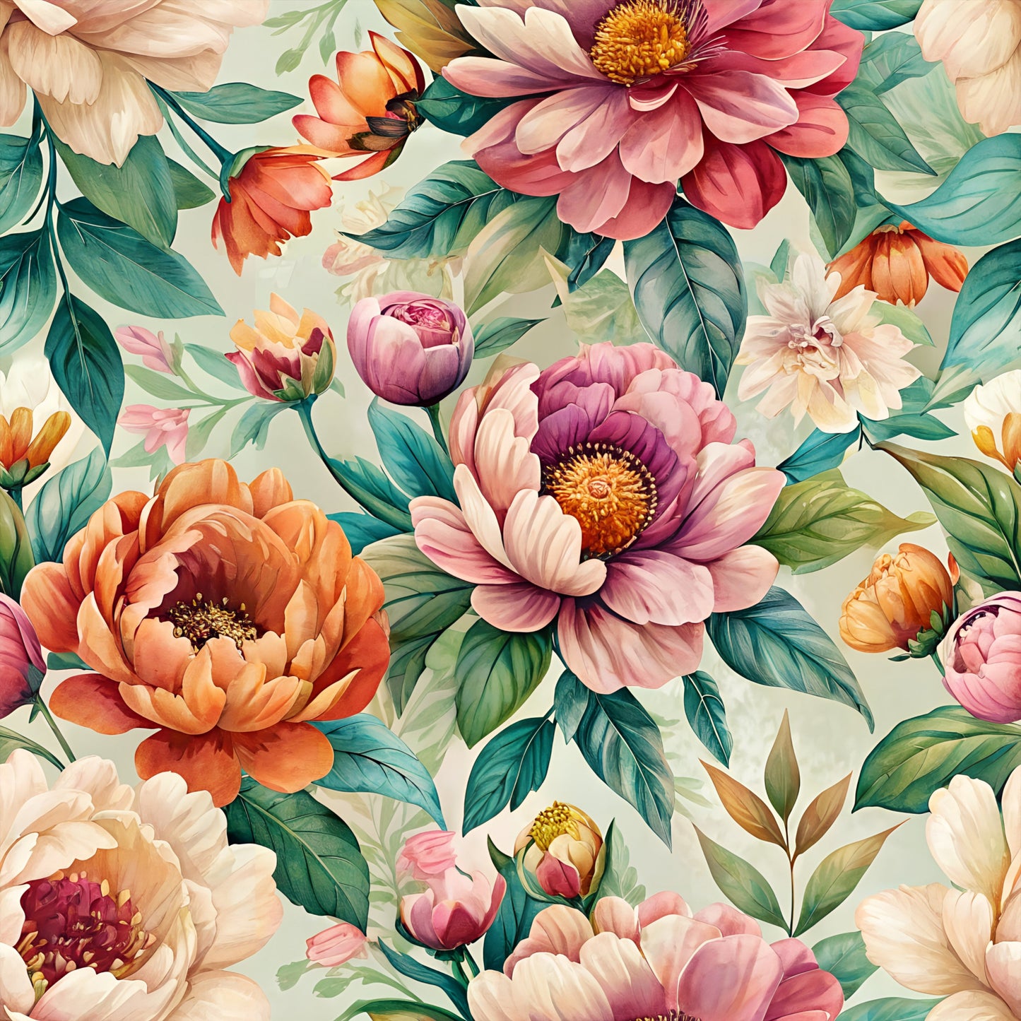 Rich Painted Blooms Pattern 1 Quilting Cotton Fabric