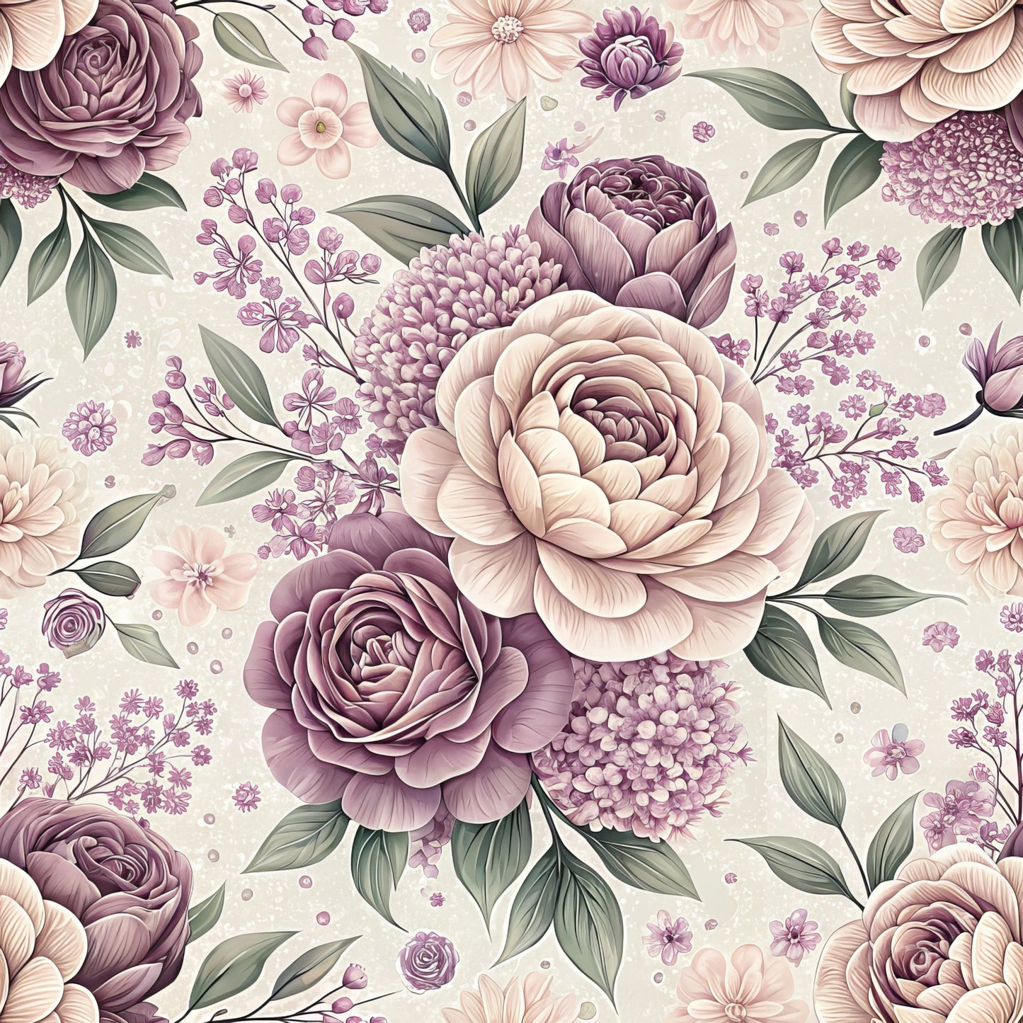 Romantic Mauve Floral Pattern 11 Quilting Cotton Fabric