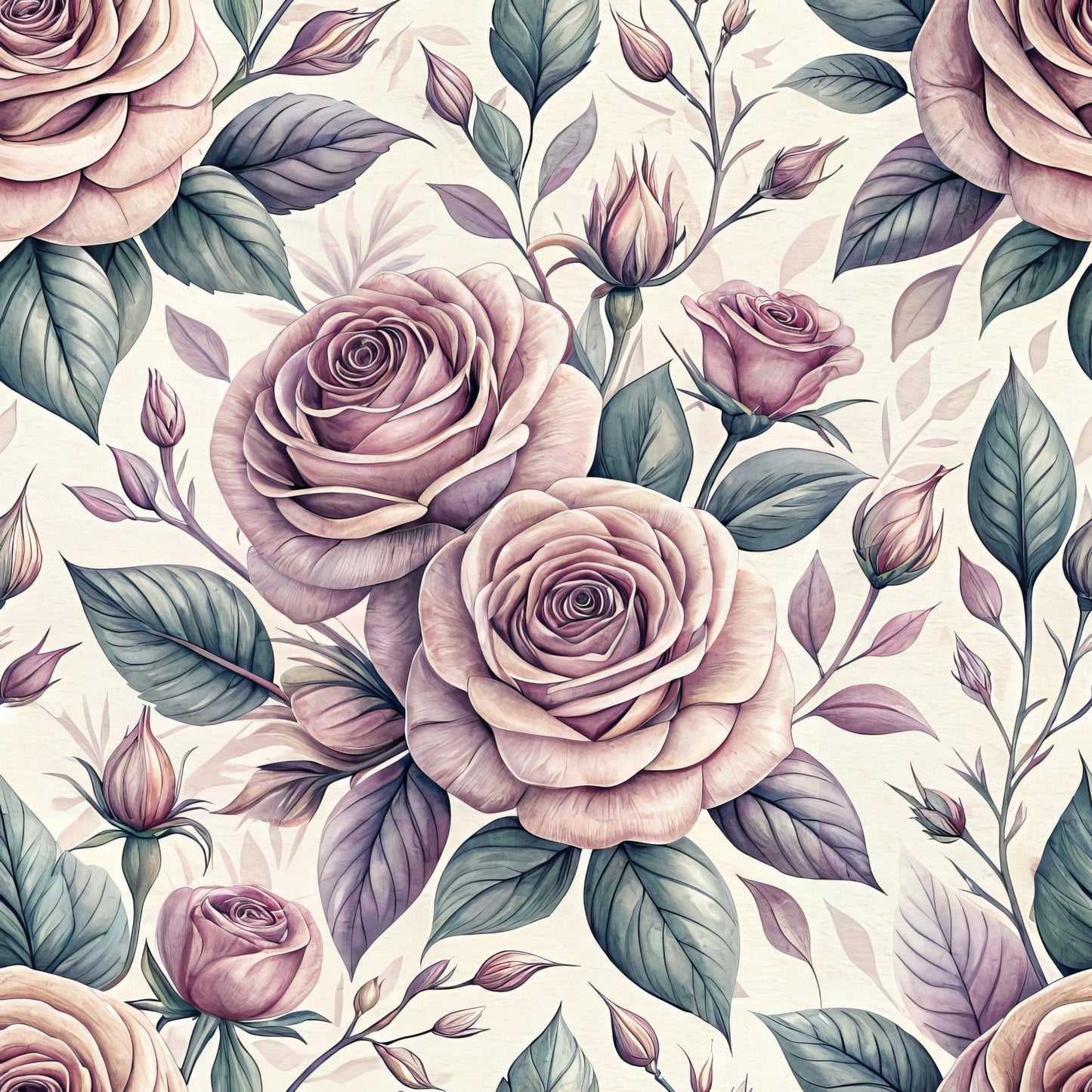 Romantic Mauve Floral Pattern 14 Quilting Cotton Fabric
