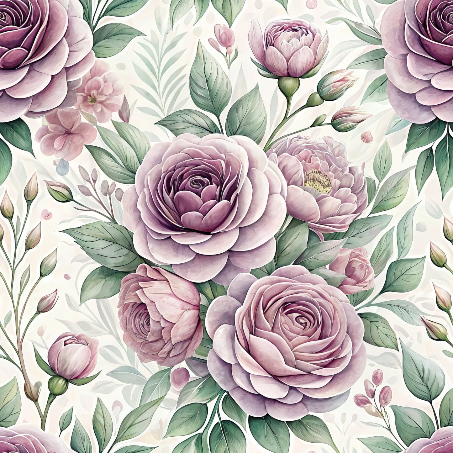 Romantic Mauve Floral Pattern 3 Quilting Cotton Fabric