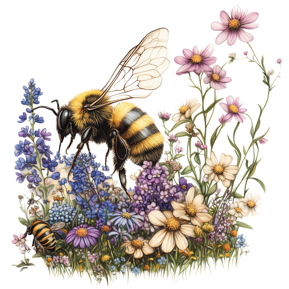 Rustic Beehive with Flowers Fabric Panel 36