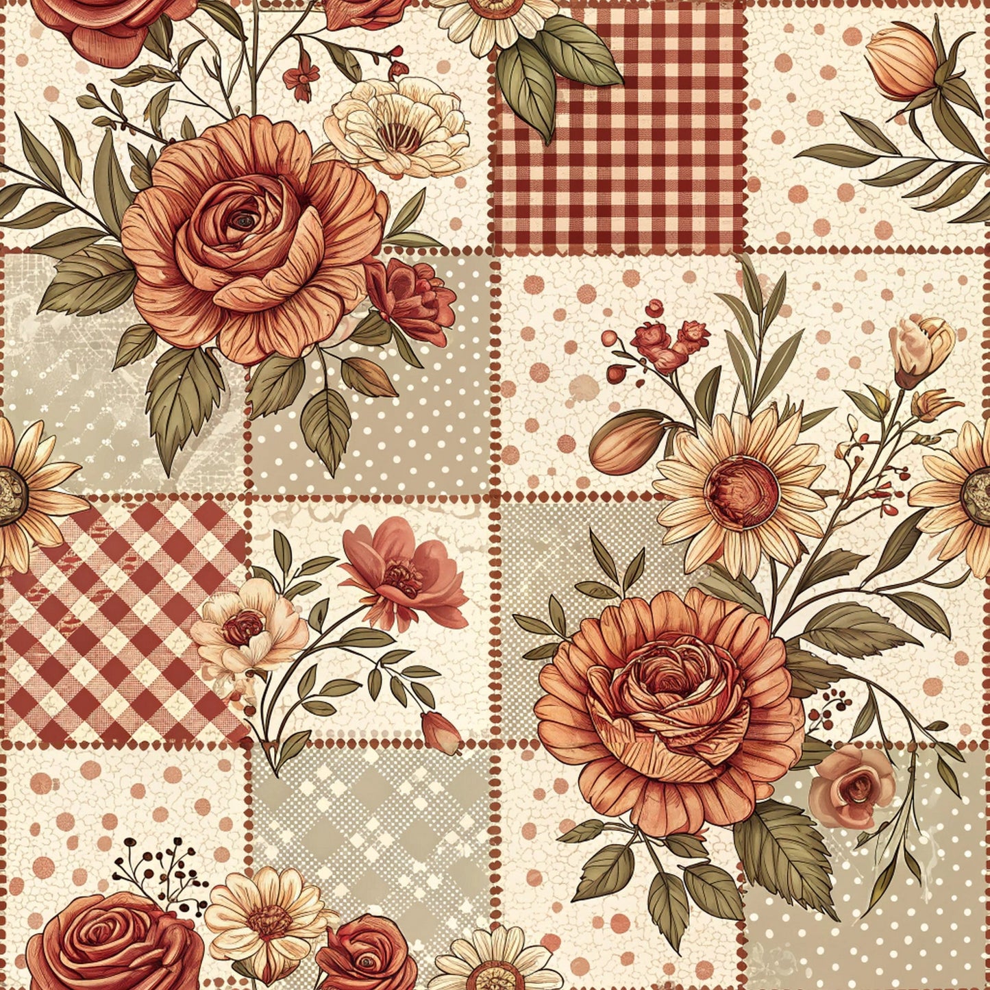 Rustic Patchwork Quilt Pattern 3 Quilting Cotton Fabric