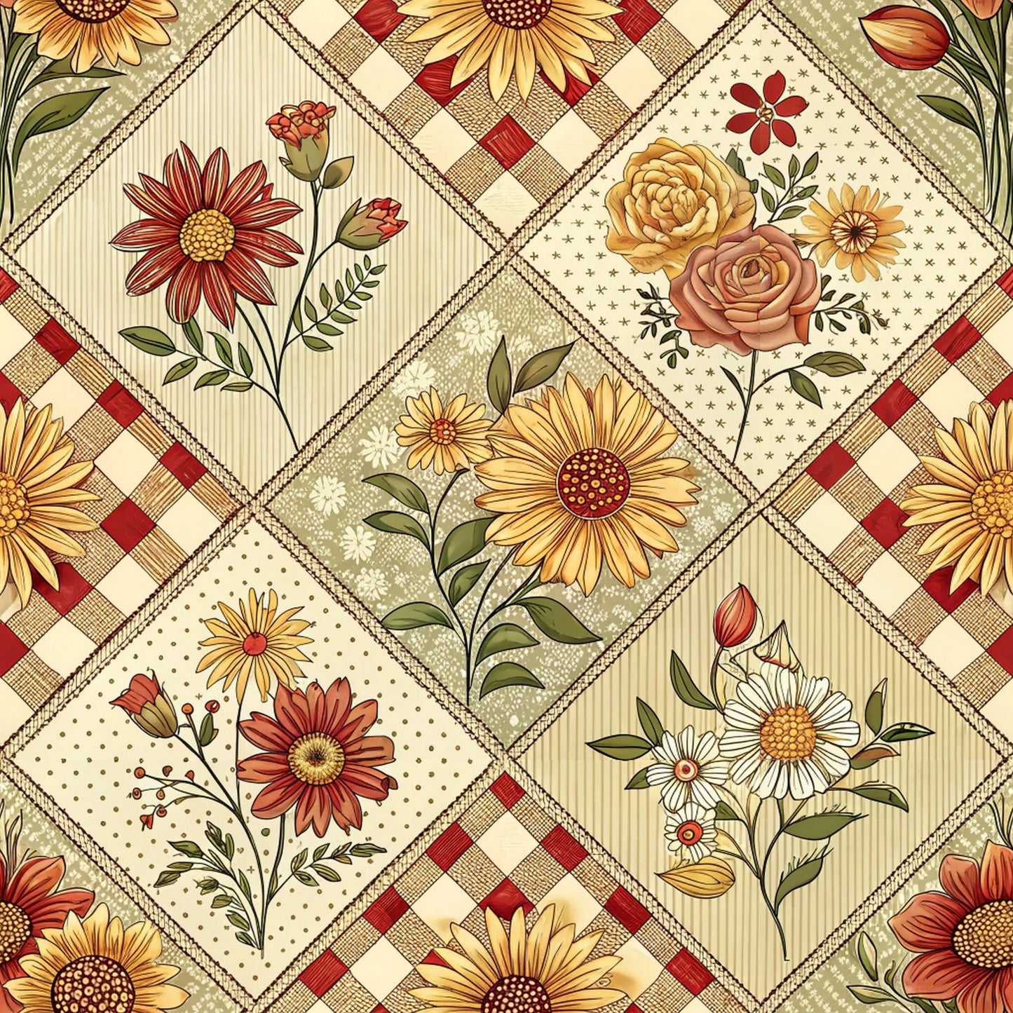 Rustic Patchwork Quilt Pattern 4 Quilting Cotton Fabric
