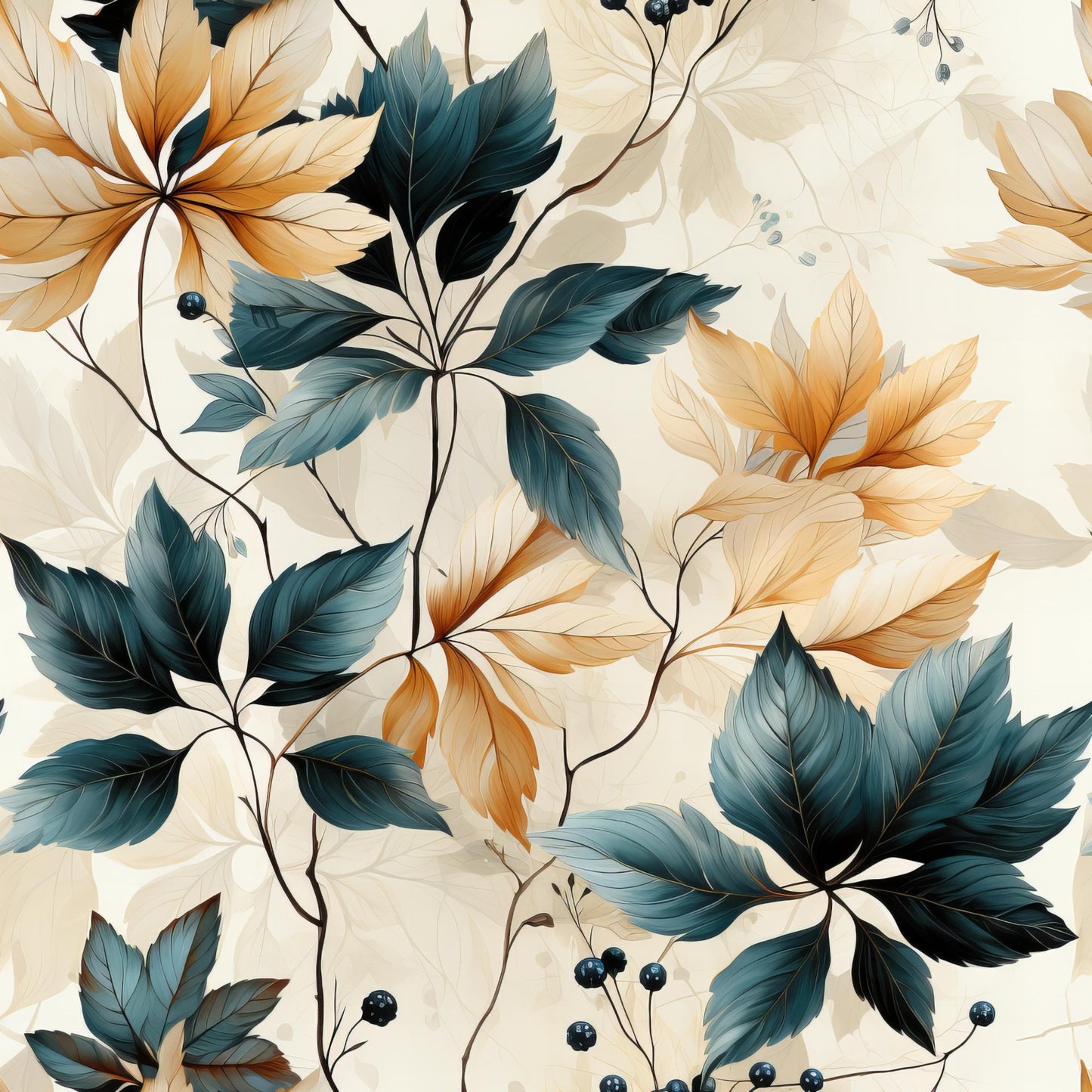 Sage Green Leaves Pattern 6 Quilting Cotton Fabric