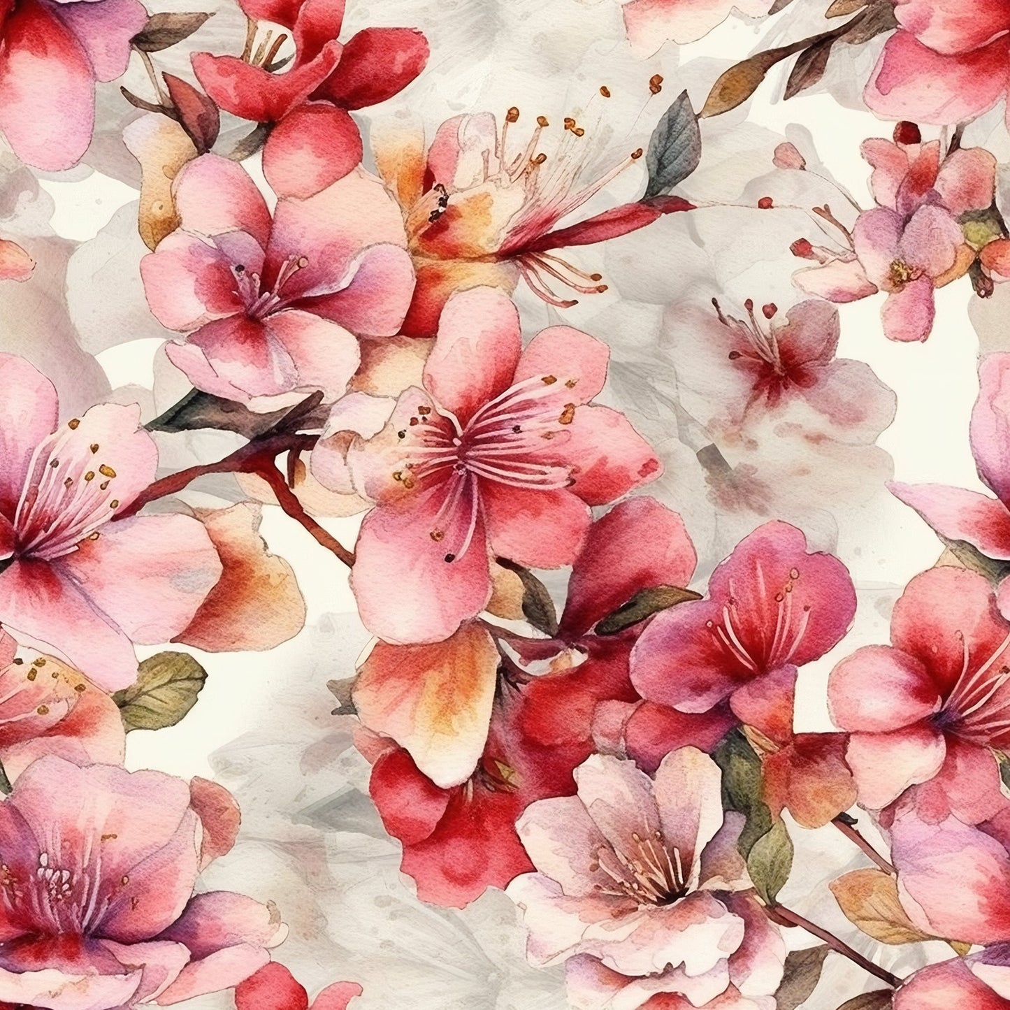 Sakura Watercolor Pattern 12 Quilting Cotton Fabric