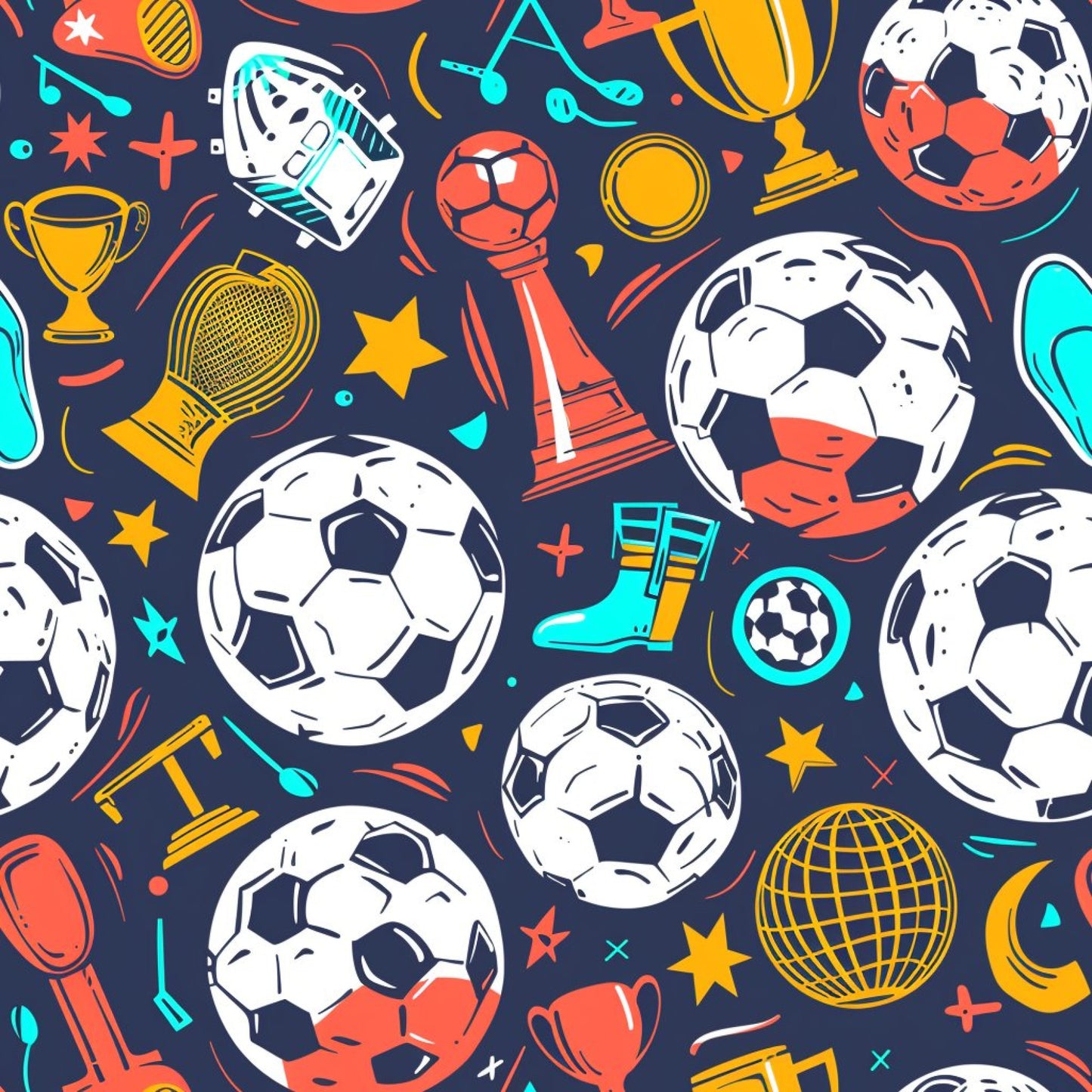 Soccer Fun Pattern 14 Quilting Cotton Fabric