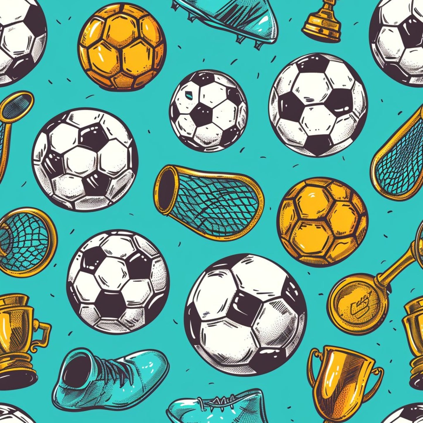 Soccer Fun Pattern 2 Quilting Cotton Fabric