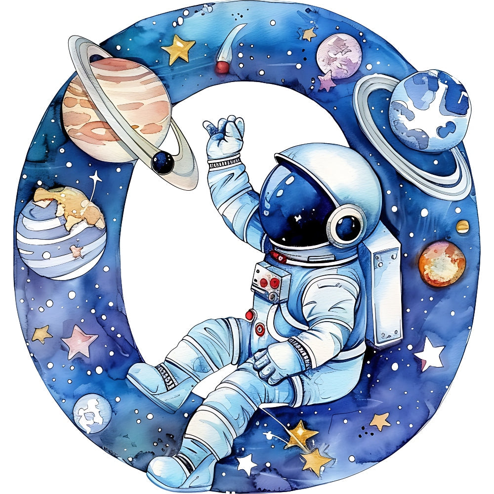 Space Alphabet Letter O Fabric Panel