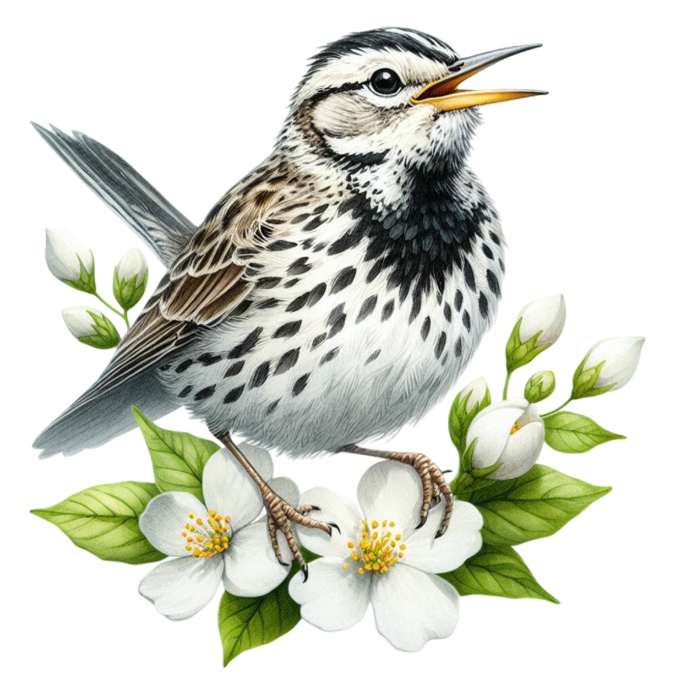 Spring Birds and Flowers Fabric Panel 5