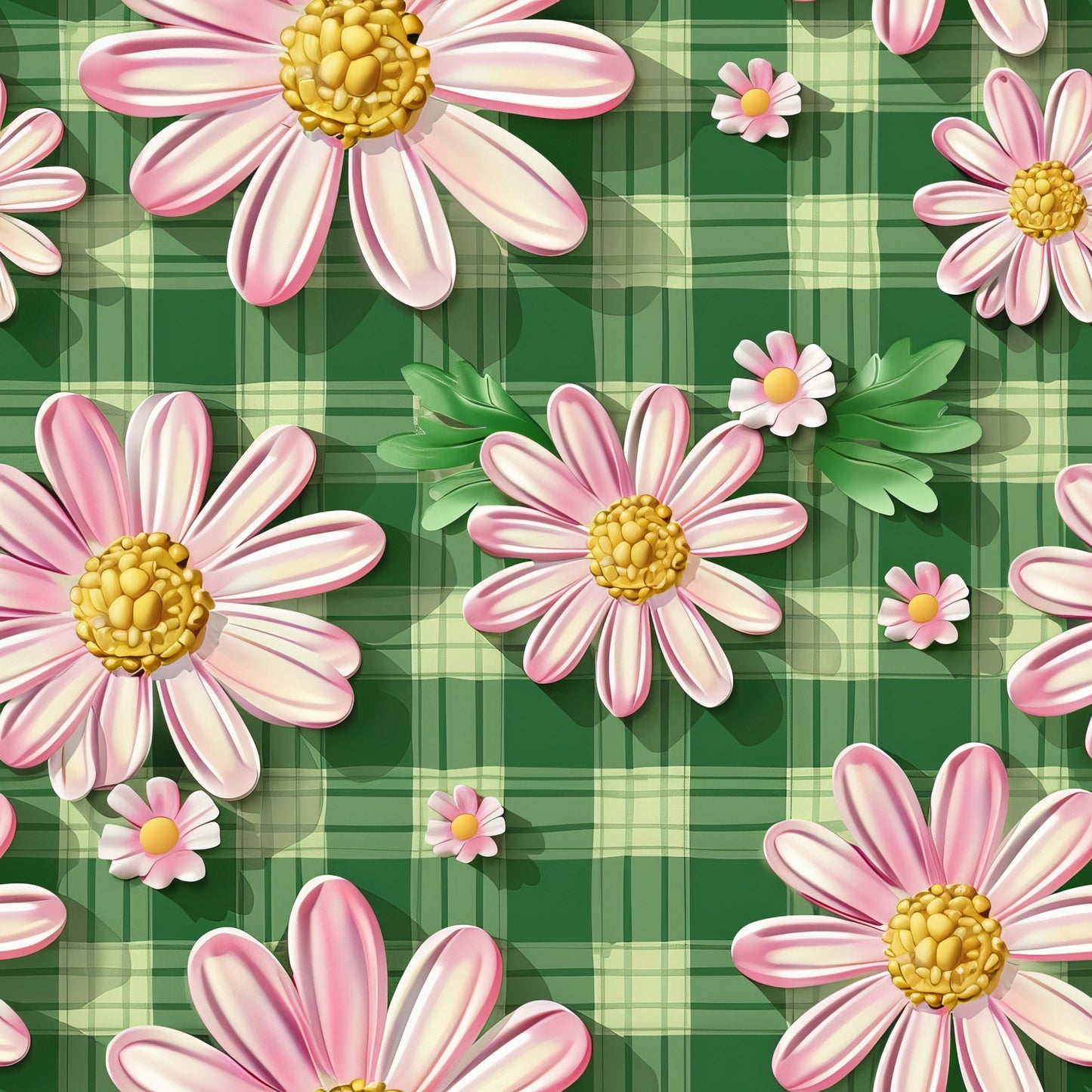 Spring Floral Plaid Pattern 12 Quilting Cotton Fabric
