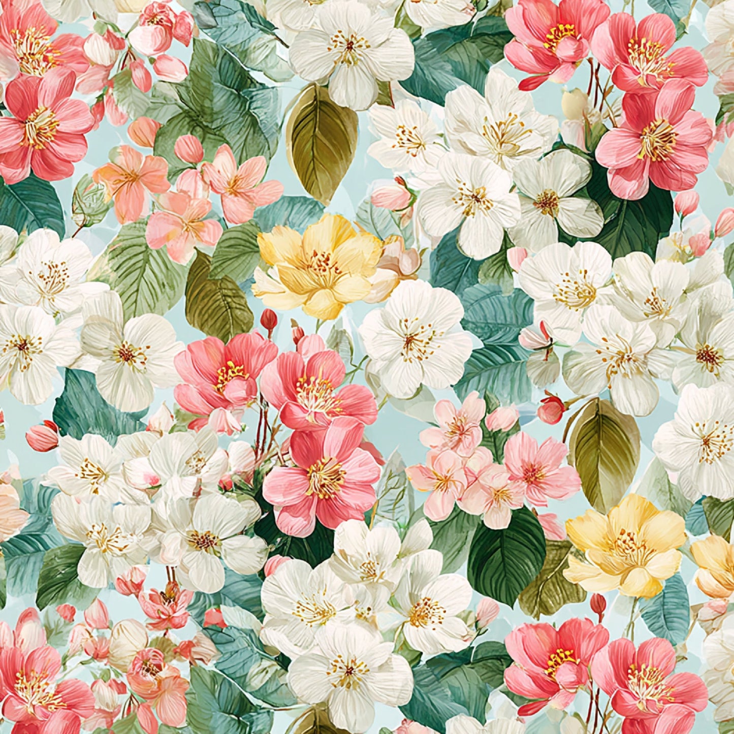 Spring Flower Decor Pattern 31 Quilting Cotton Fabric