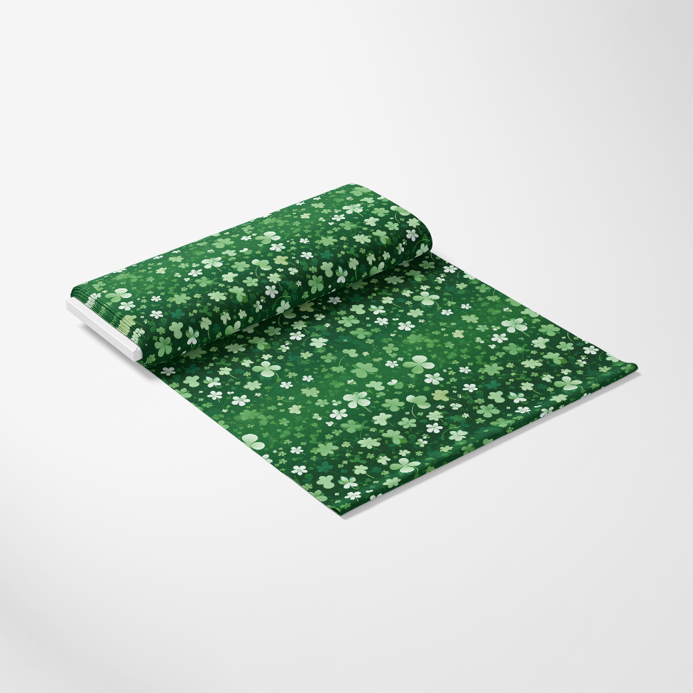 St. Patrick's Day Glam Pattern 11 Quilting Cotton Fabric, green, shamrocks, clovers, floral, festive, seasonal, St. Patrick's Day, quilting, cotton, textile, yardage, decorative, holiday-themed, Irish, vibrant, fabric roll