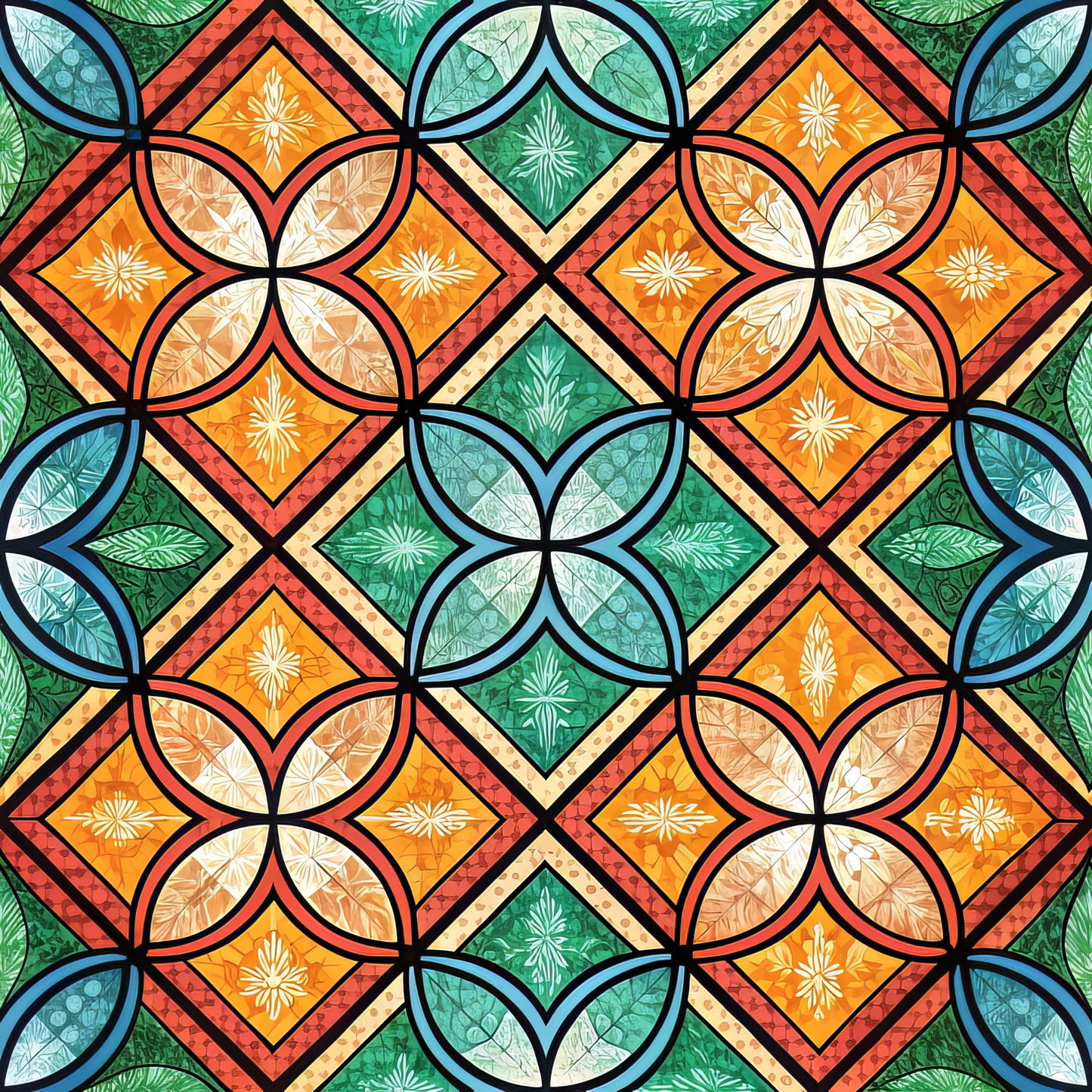Stained Mosaic Glass Pattern 11 Quilting Cotton Fabric