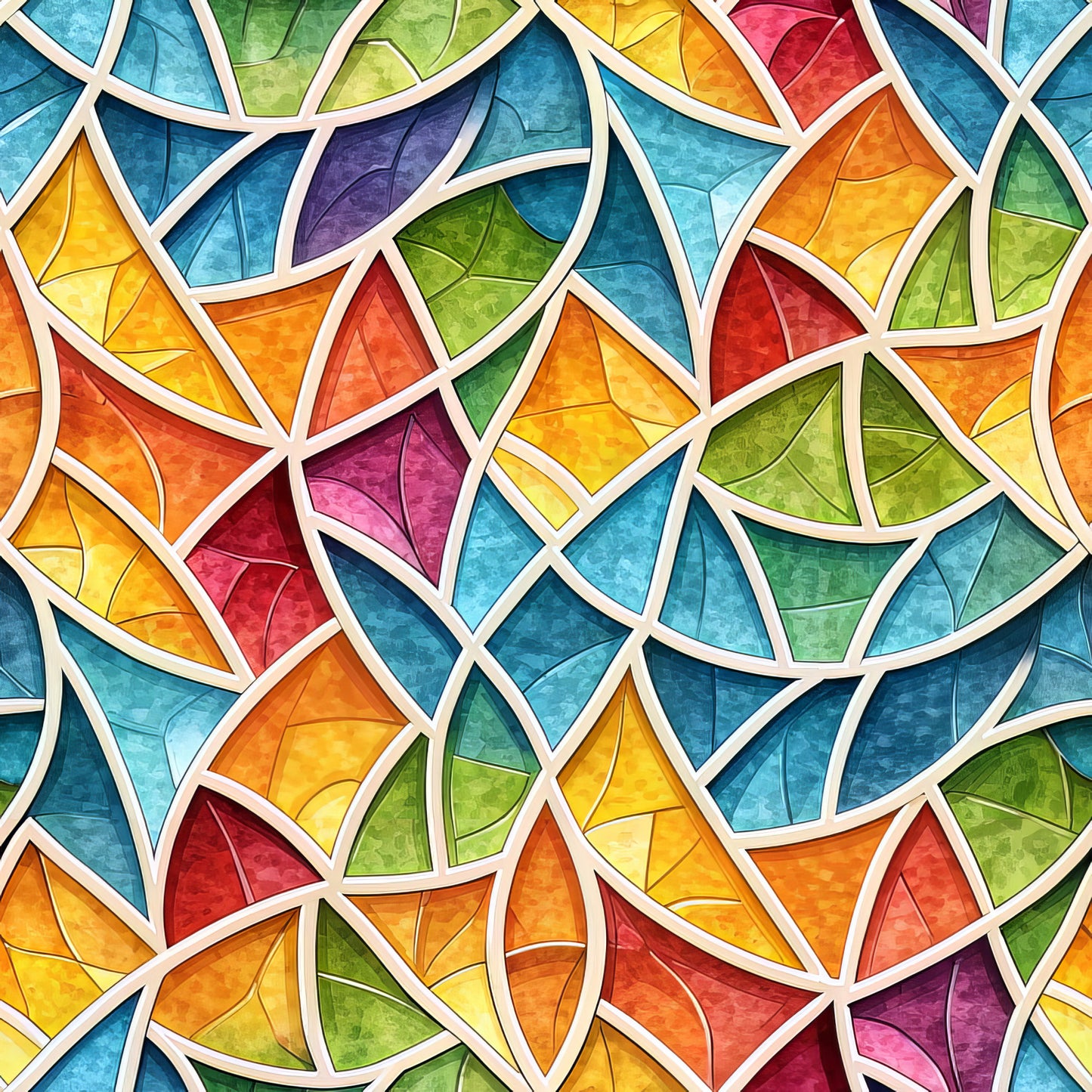 Stained Mosaic Glass Pattern 5 Quilting Cotton Fabric