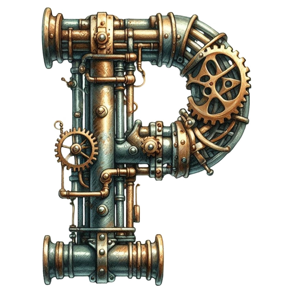 Steampunk Letter P Fabric Panel