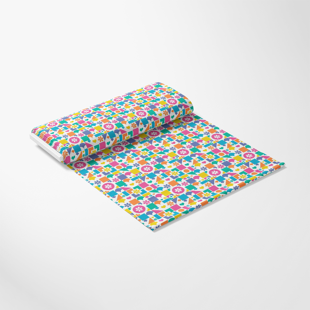 - Summer Rainbow Pattern 19 Quilting Cotton Fabric
- Colorful
- Multicolor
- Bright
- Geometric
- Floral
- Modern
- Cotton
- Quilting
- Textile
- Fabric yardage
- Summer theme
- Repeated shapes
- Vibrant
