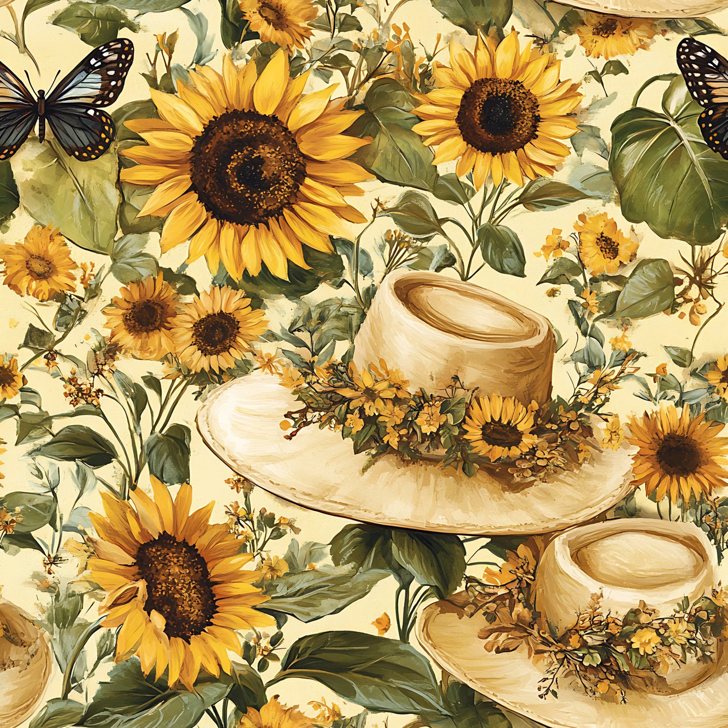 Sunhat Garden Pattern 16 Quilting Cotton Fabric