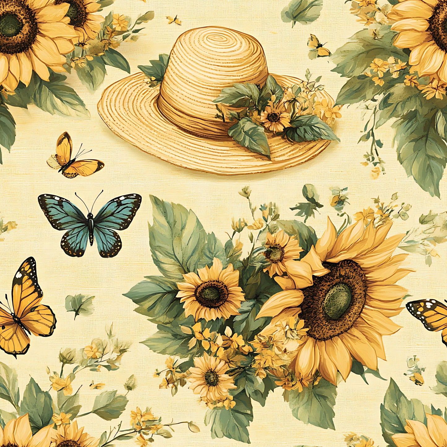 Sunhat Garden Pattern 17 Quilting Cotton Fabric