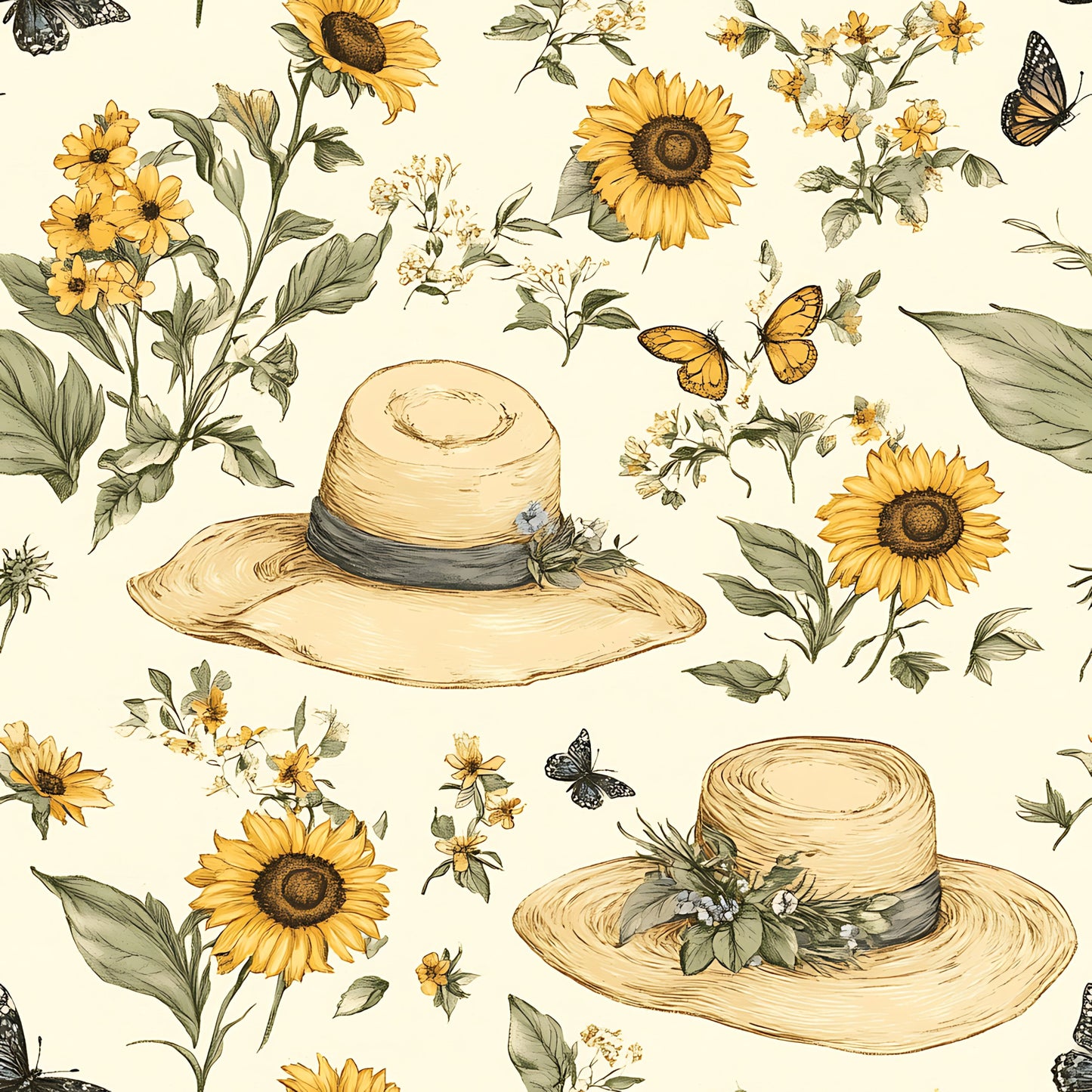 Sunhat Garden Pattern 19 Quilting Cotton Fabric