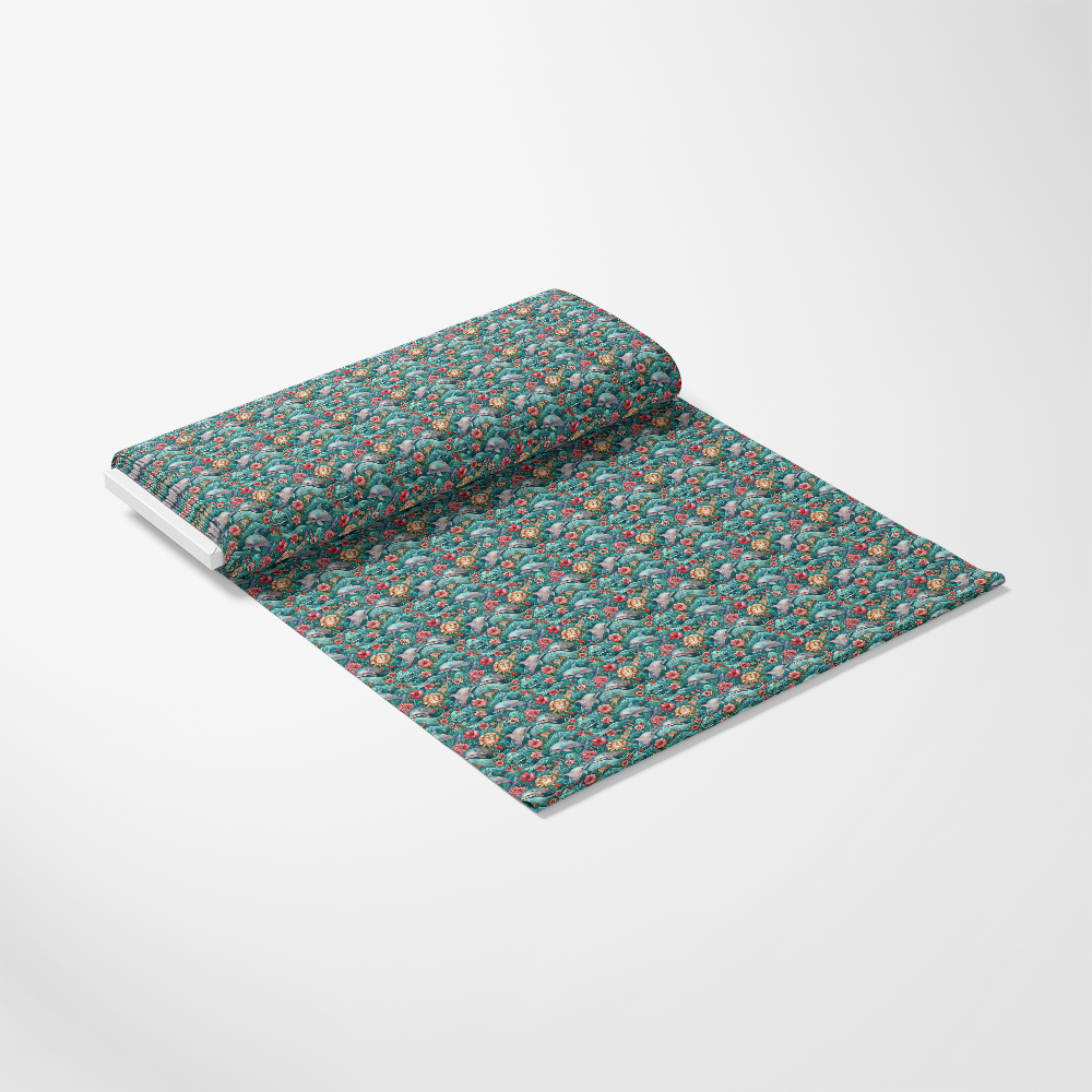 - Swimming with Dolphins Pattern 1 Quilting Cotton Fabric
- teal, blue, orange, cream, coral
- dolphin motif, marine animals, underwater theme
- aquatic, ocean, sea life, playful design
- quilting material, soft cotton, craft fabric
- vibrant colors, detailed illustrations, textile yardage