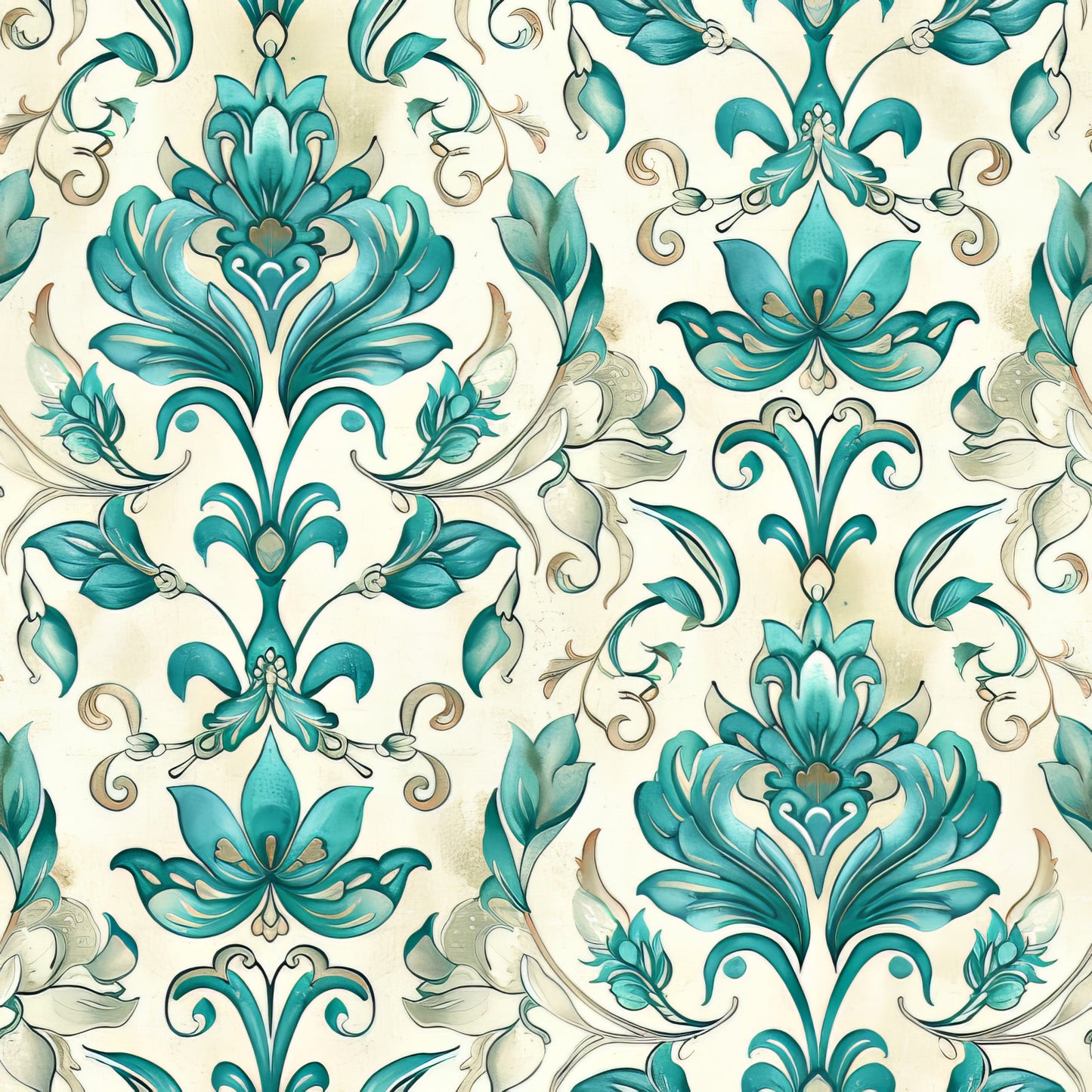 Teal and Doves Pattern 10 Quilting Cotton Fabric