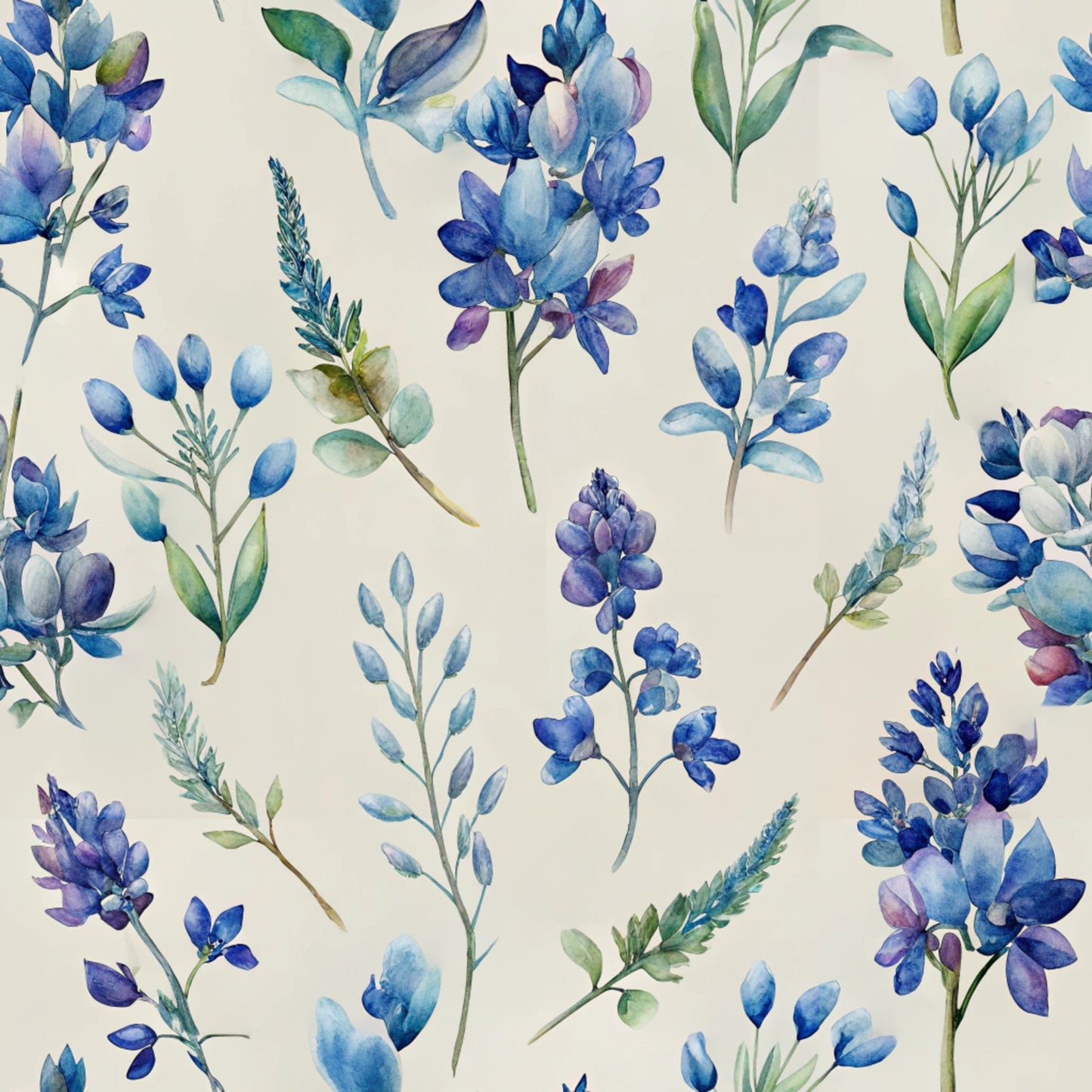 Texas Bluebonnet Flower Pattern 6 Quilting Cotton Fabric