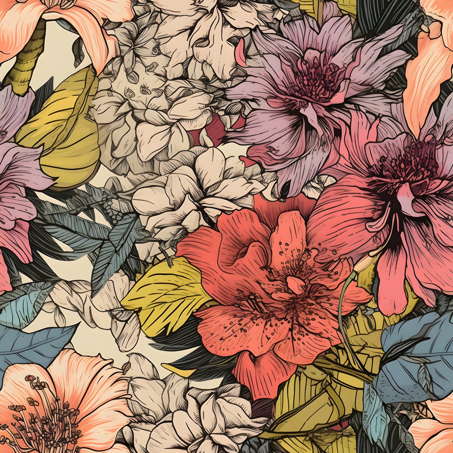Tropical Art Florals Pattern 20 Quilting Cotton Fabric