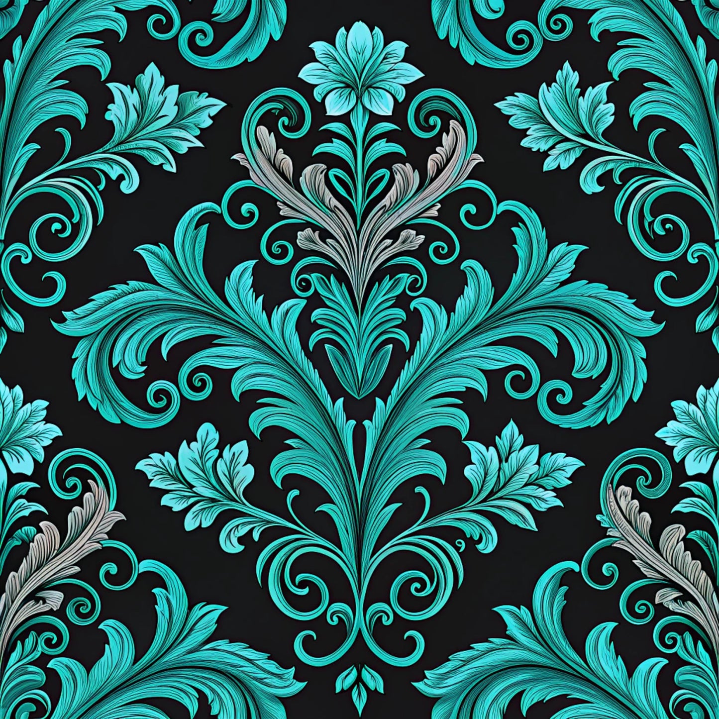 Turquoise Night Birds Pattern 14 Quilting Cotton Fabric
