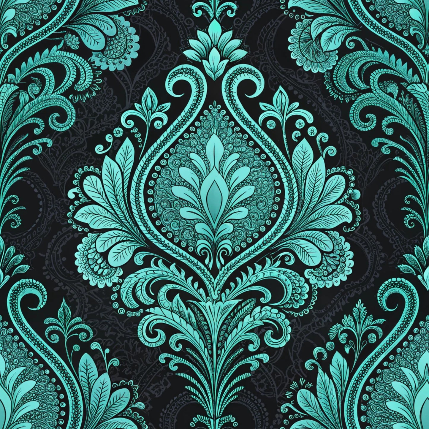 Turquoise Night Birds Pattern 23 Quilting Cotton Fabric