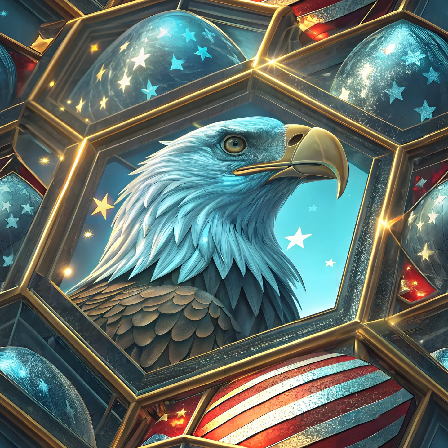 USA Heritage Emblems Pattern 9 Quilting Cotton Fabric