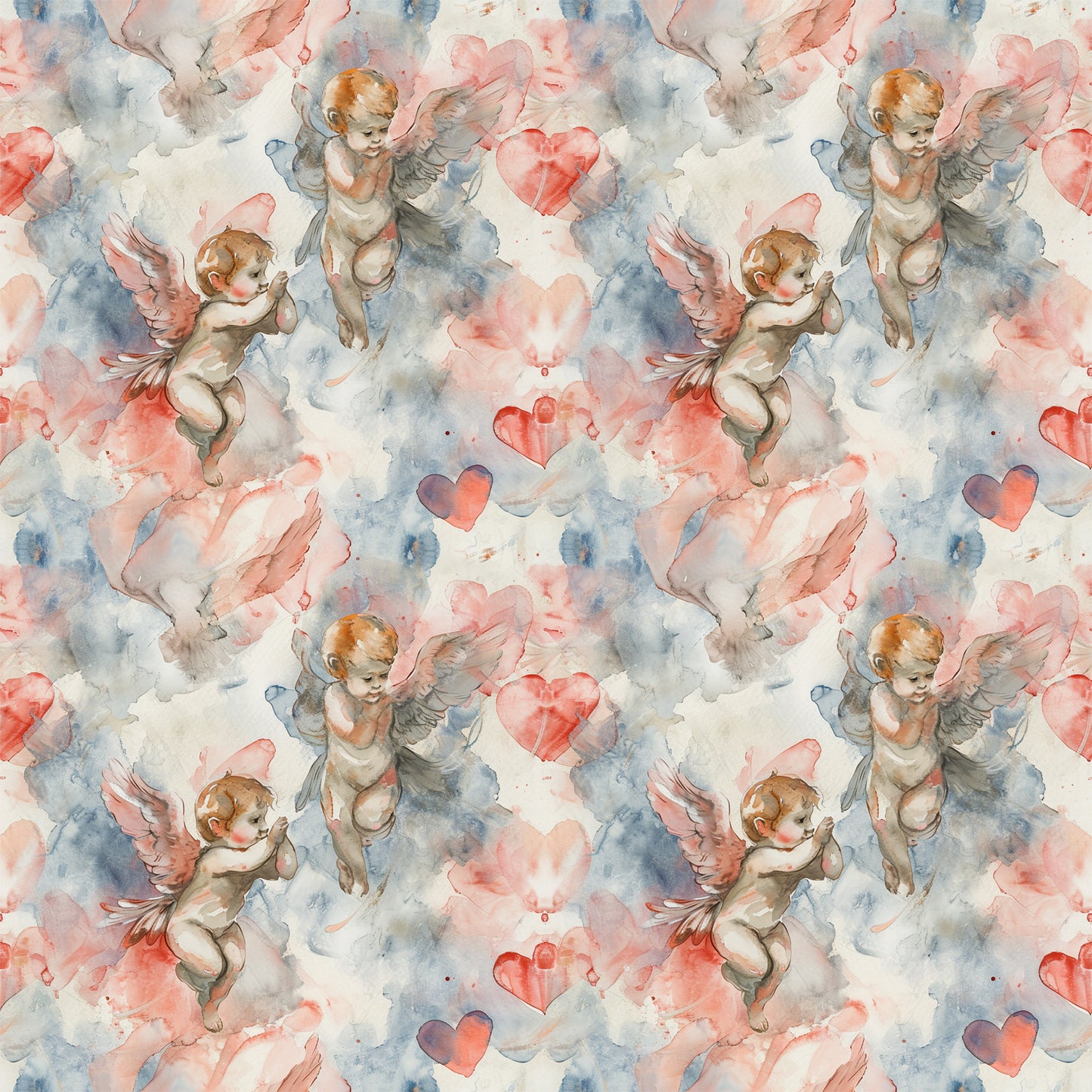Valentines Cupids Pattern 1 Quilting Cotton Fabric