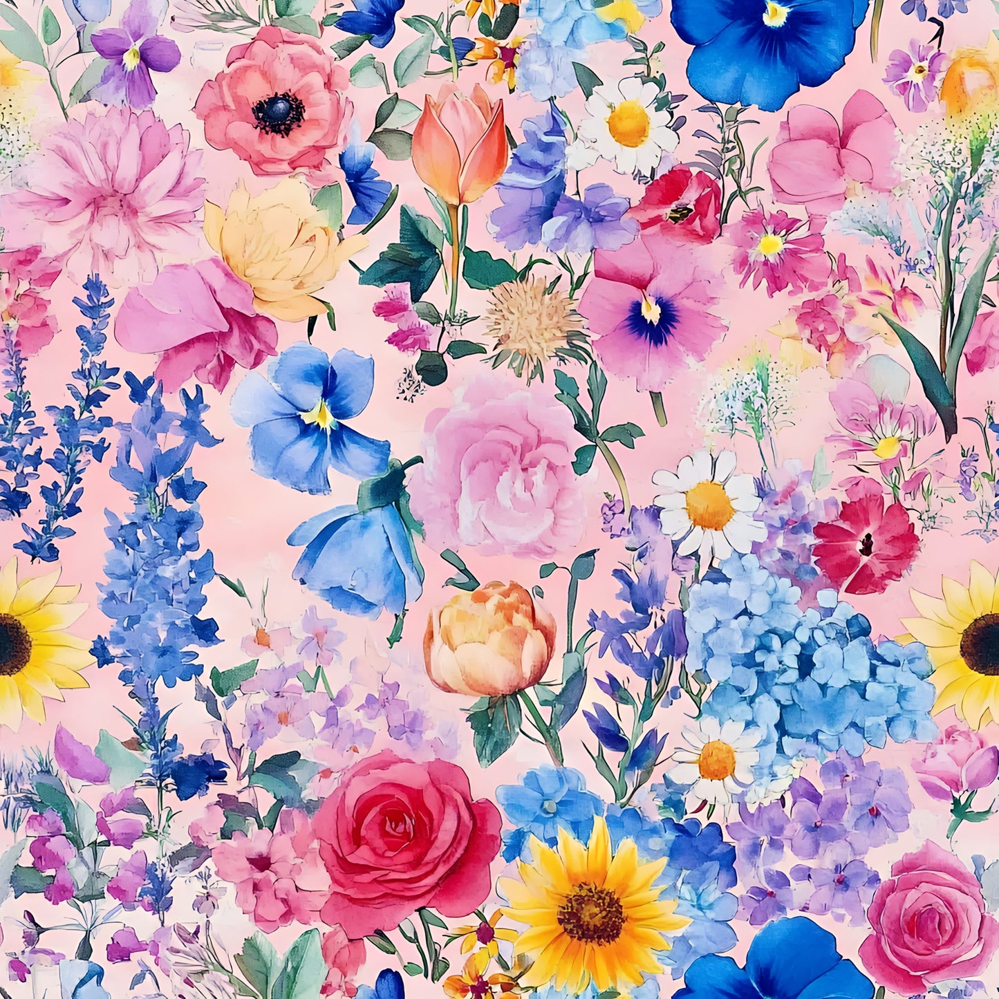 Vibrant Watercolor Floral Pattern 5 Quilting Cotton Fabric