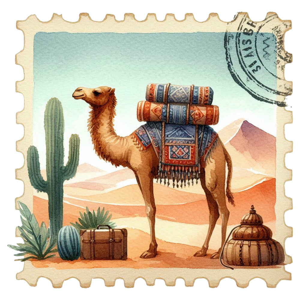Vintage Travel Stamps Fabric Panel 8