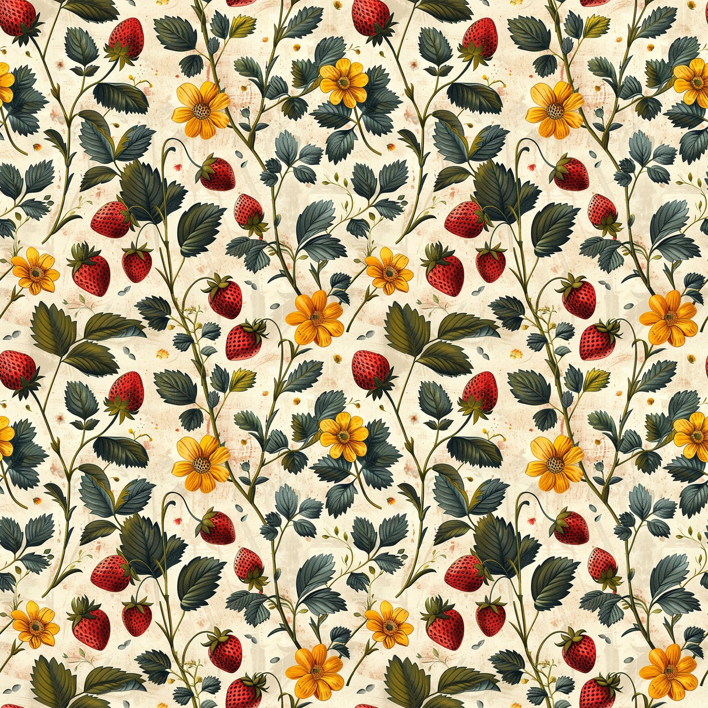 Vintage Strawberries Pattern 3 Quilting Cotton Fabric
