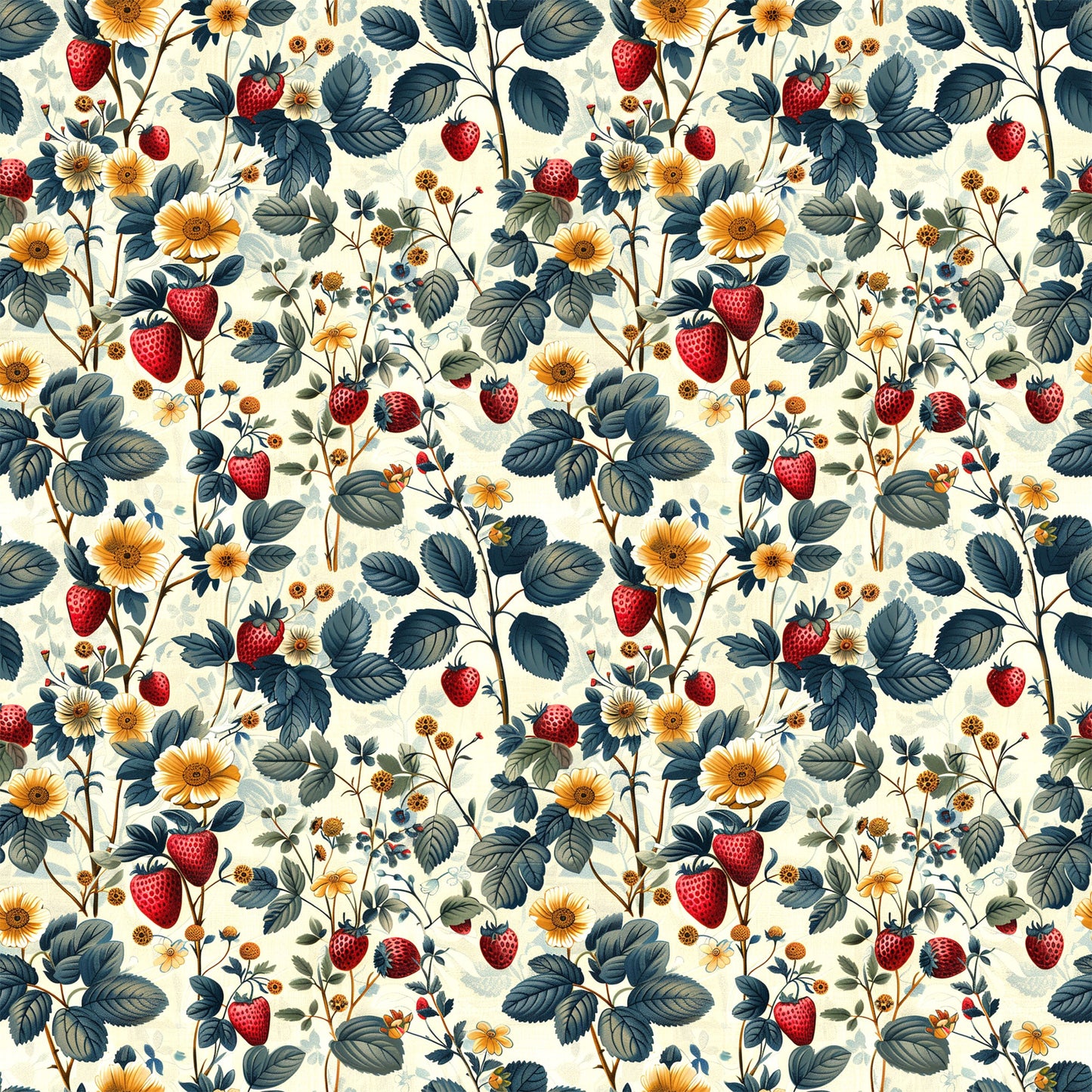 Vintage Strawberries Pattern 4 Quilting Cotton Fabric
