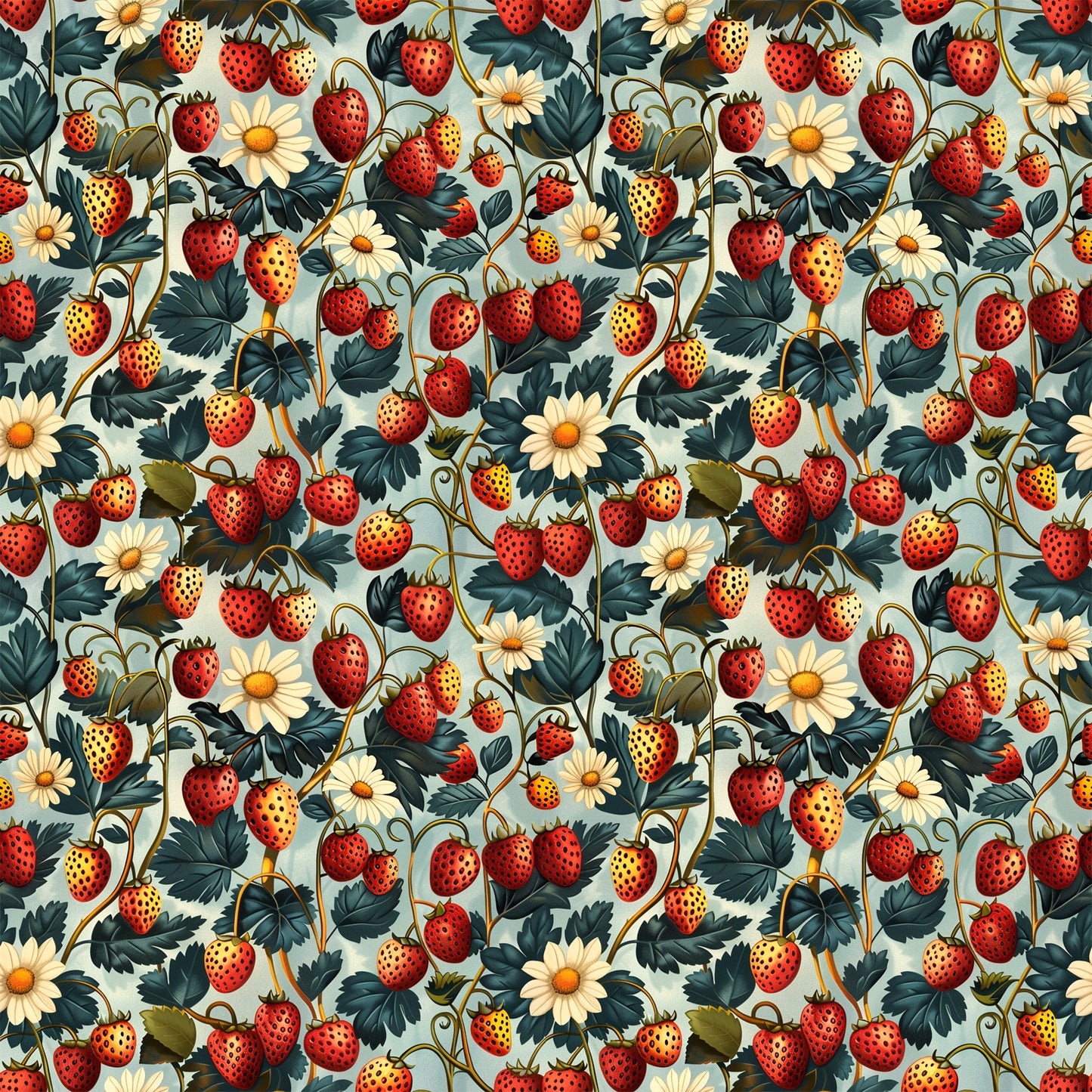 Vintage Strawberries Pattern 5 Quilting Cotton Fabric
