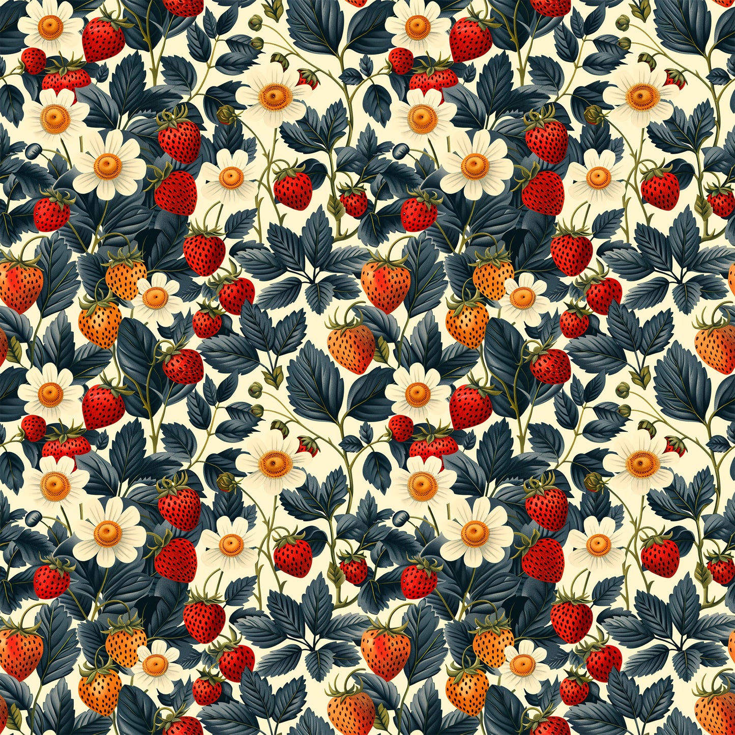 Vintage Strawberries Pattern 6 Quilting Cotton Fabric
