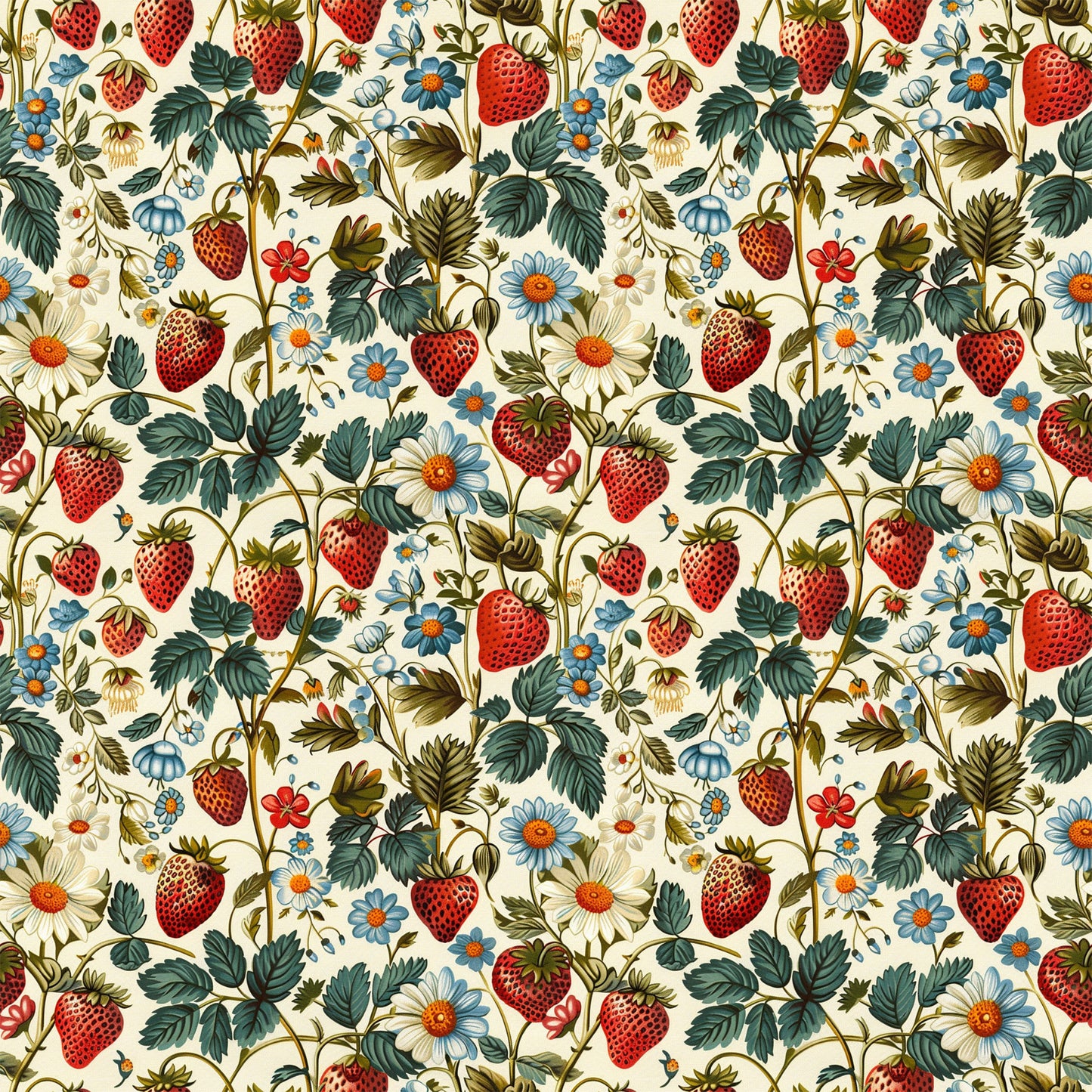 Vintage Strawberries Pattern 7 Quilting Cotton Fabric