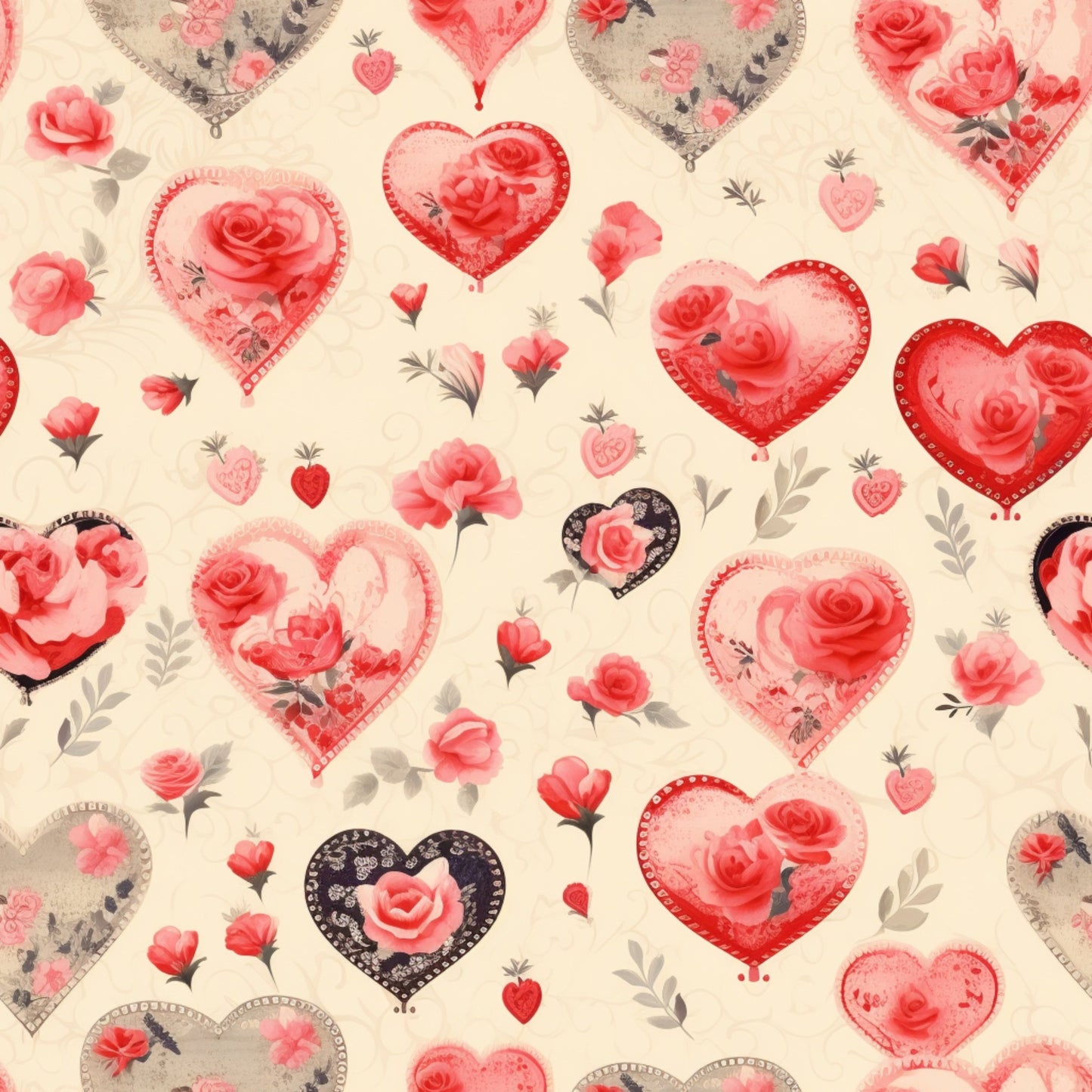 Vintage Valentines Day Pattern 4 Quilting Cotton Fabric