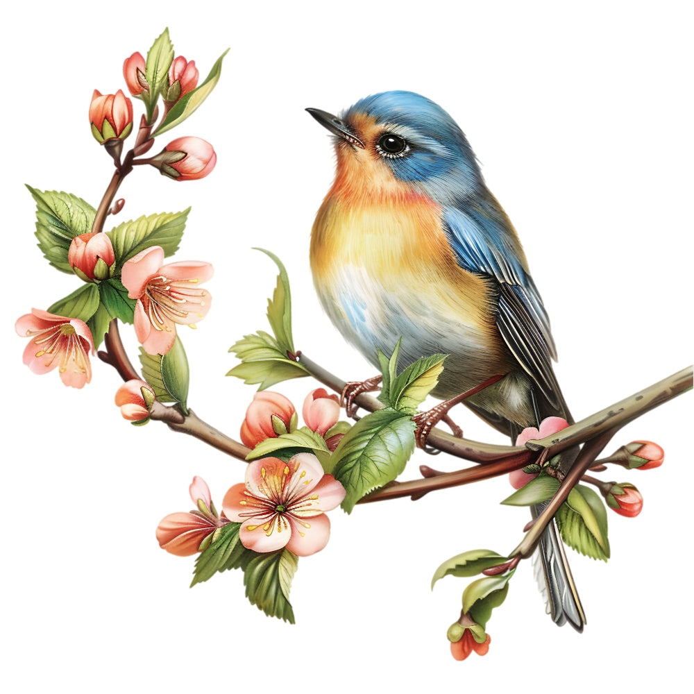 Watercolor Birds on a Branch Fabric Fabric Panel 22