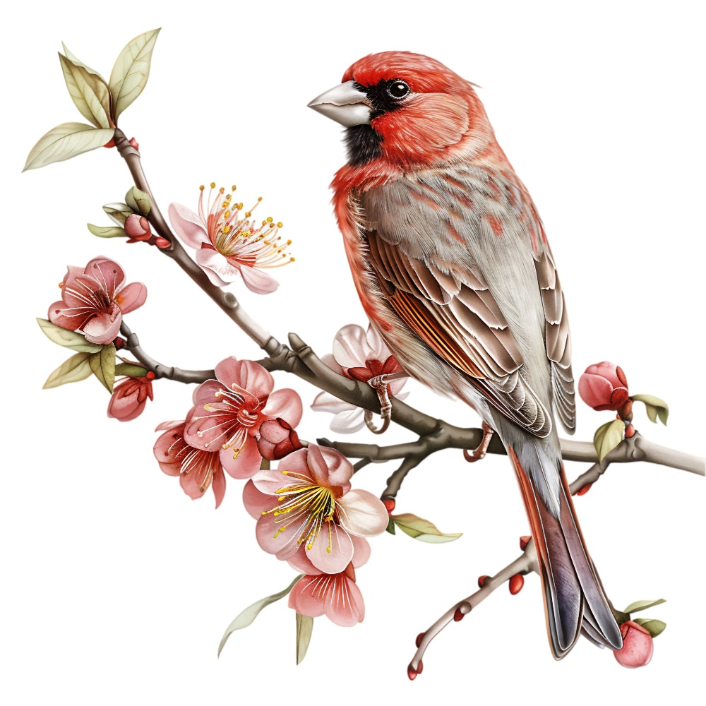 Watercolor Birds on a Branch Fabric Fabric Panel 27