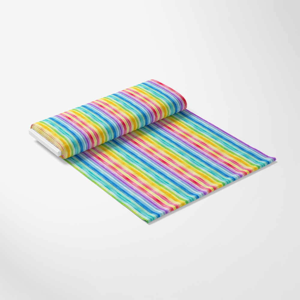 - Watercolor Rainbow Stripes Pattern 3 Quilting Cotton Fabric
- Multicolor stripes
- Bright hues
- Horizontal lines
- Fabric roll
- Quilting material
- Soft cotton textile
- Colorful fabric
- Artistic pattern
- Sewing fabric
- Vibrant textile